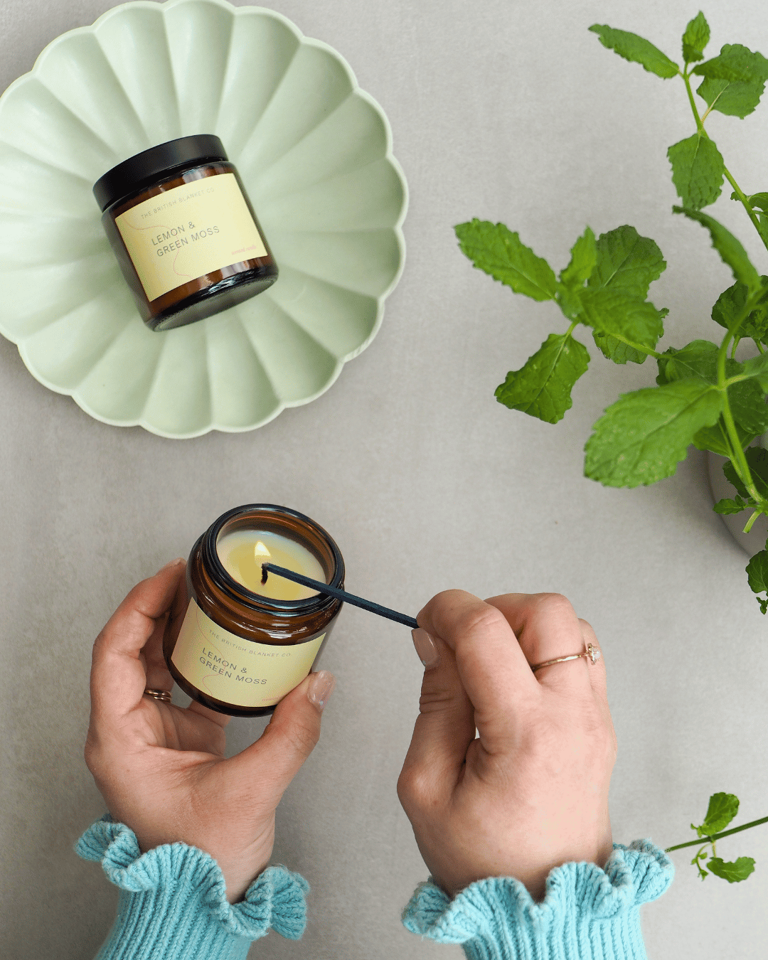 Amber Jar Candle: Lemon & Green Moss