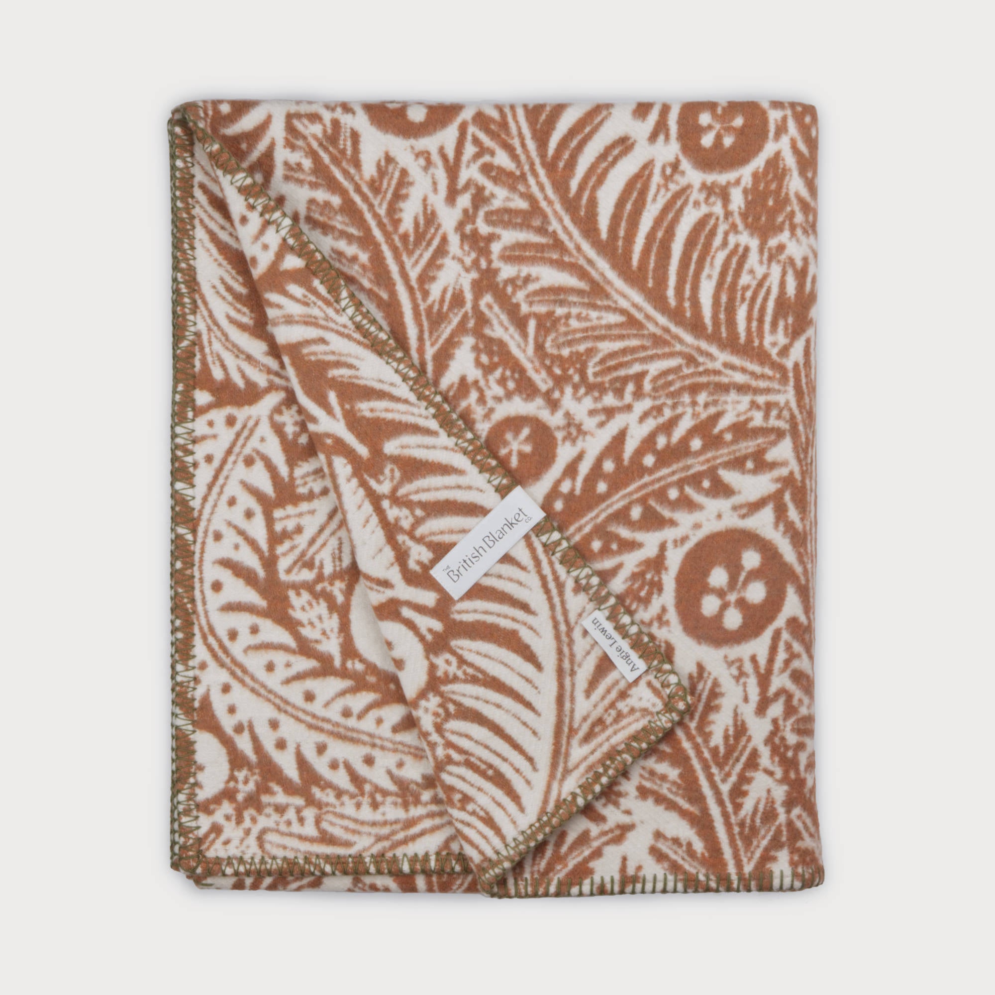 Forest Floor in Rust Cloud Cotton blanket by The British Blanket Company and Angie Lewin.