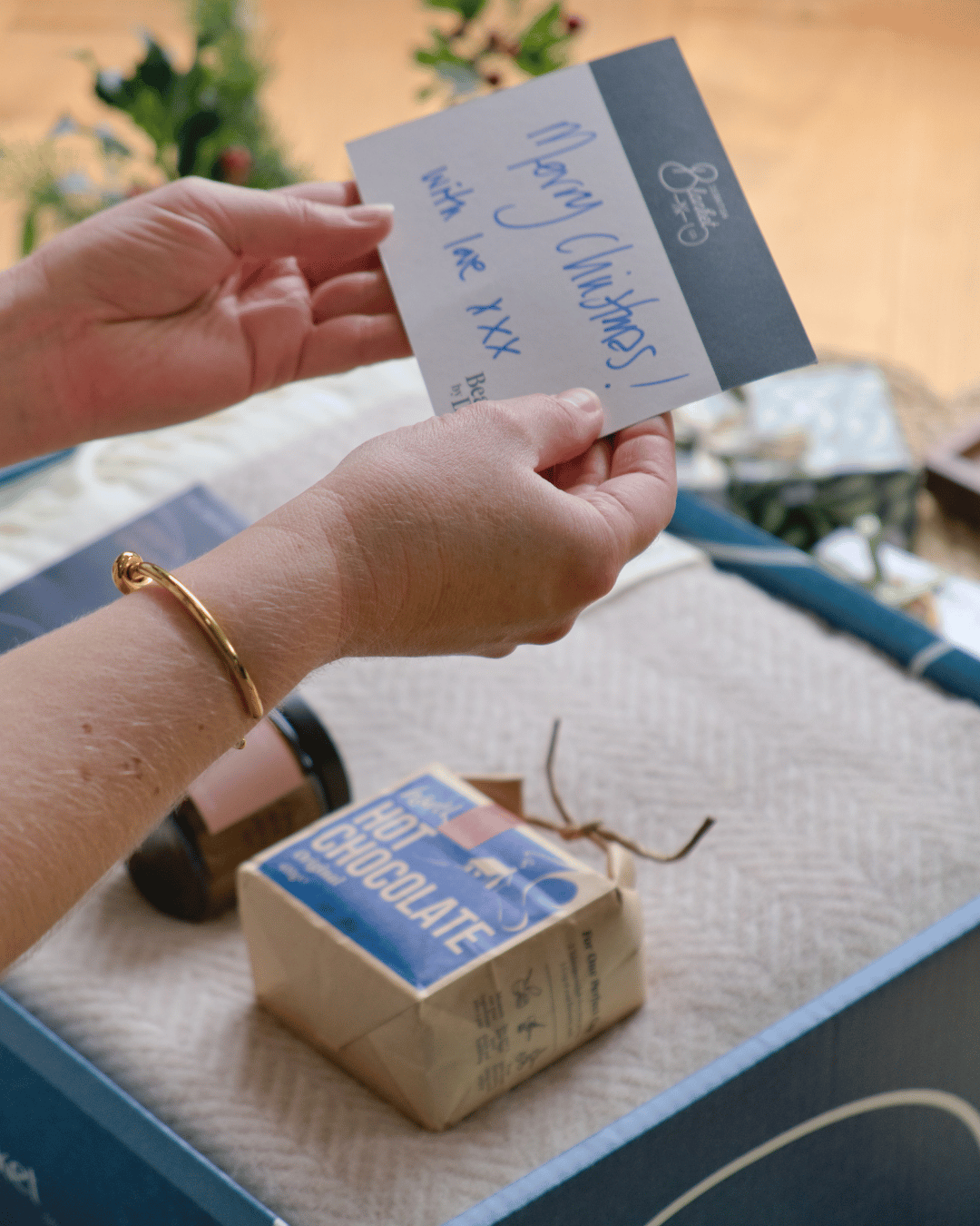 Luxury Christmas Blanket Gift Box: Bath Stone