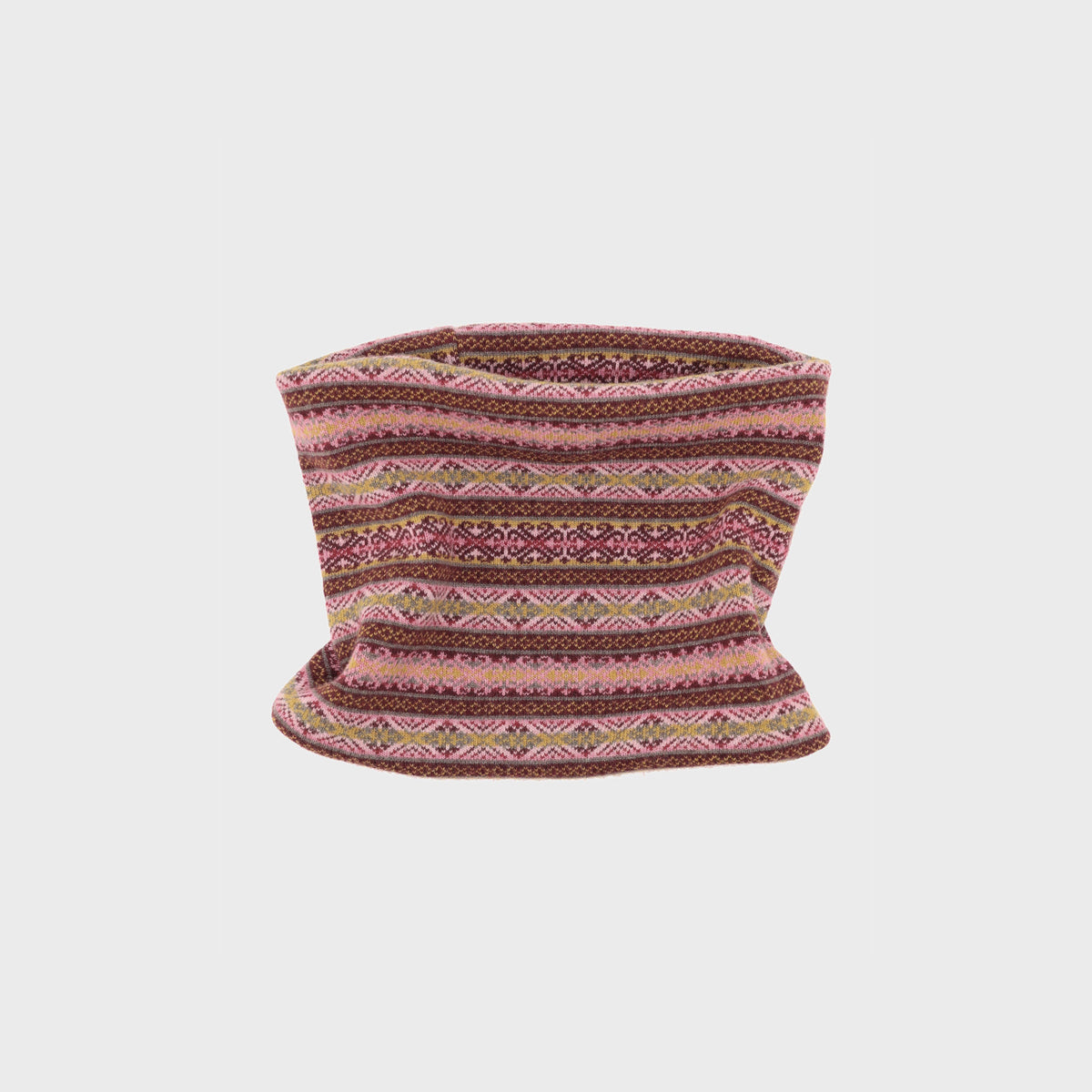 Cashmere Blend Fair Isle Snood Scarf: Berry