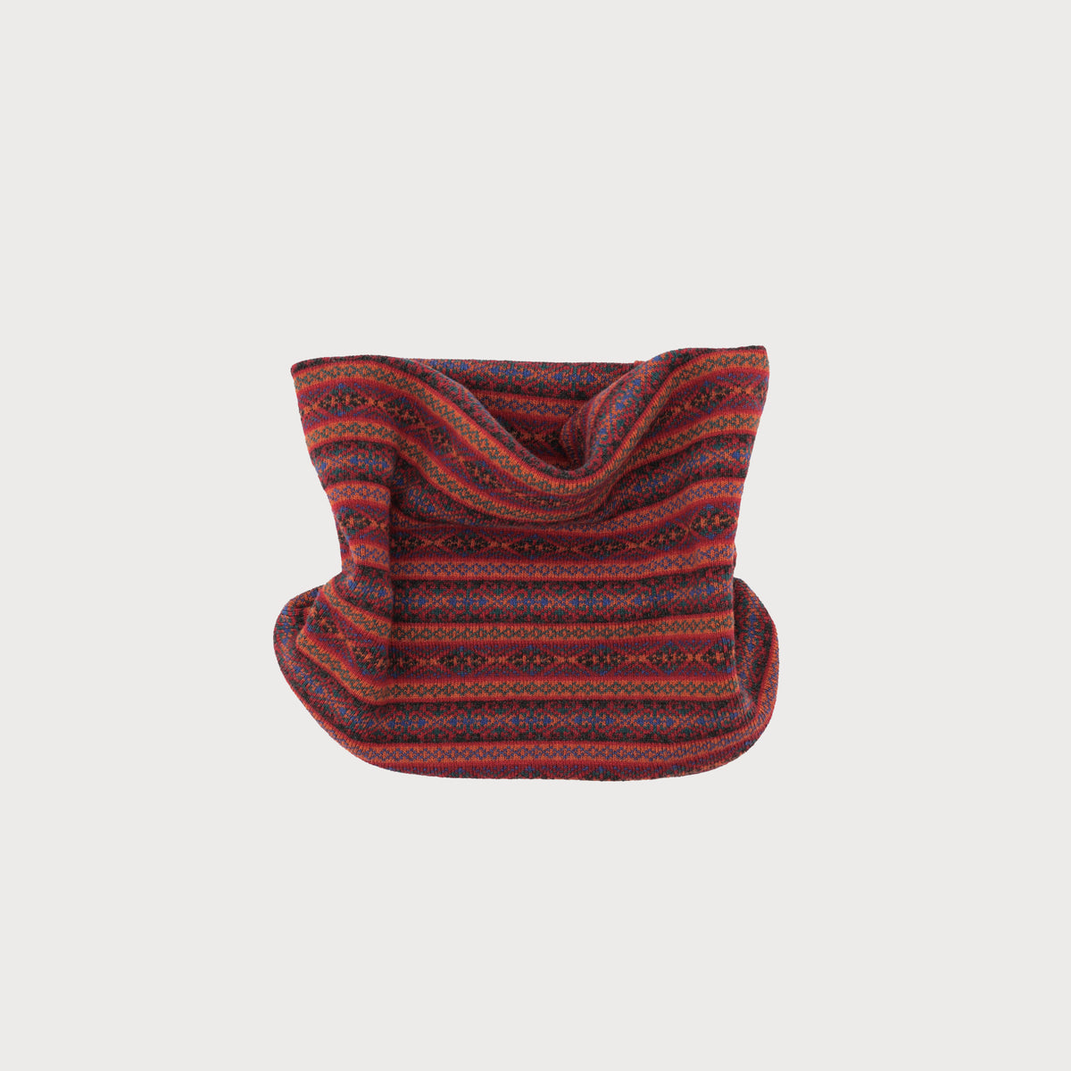 Cashmere Blend Fair Isle Snood Scarf: Crimson