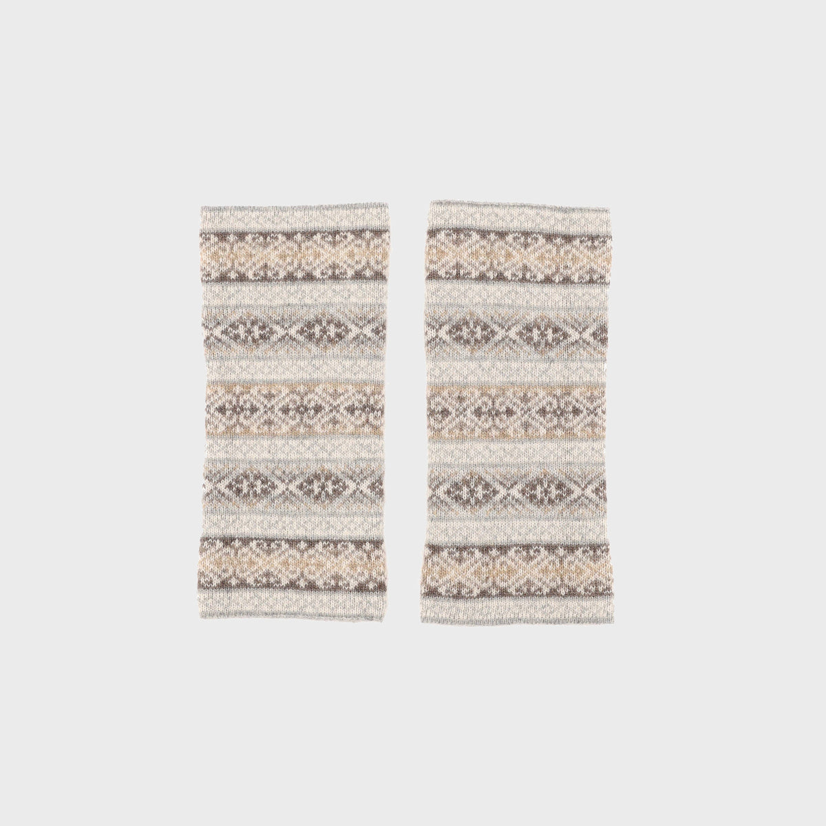 Cashmere Blend Fair Isle Wrist Warmers: Mist