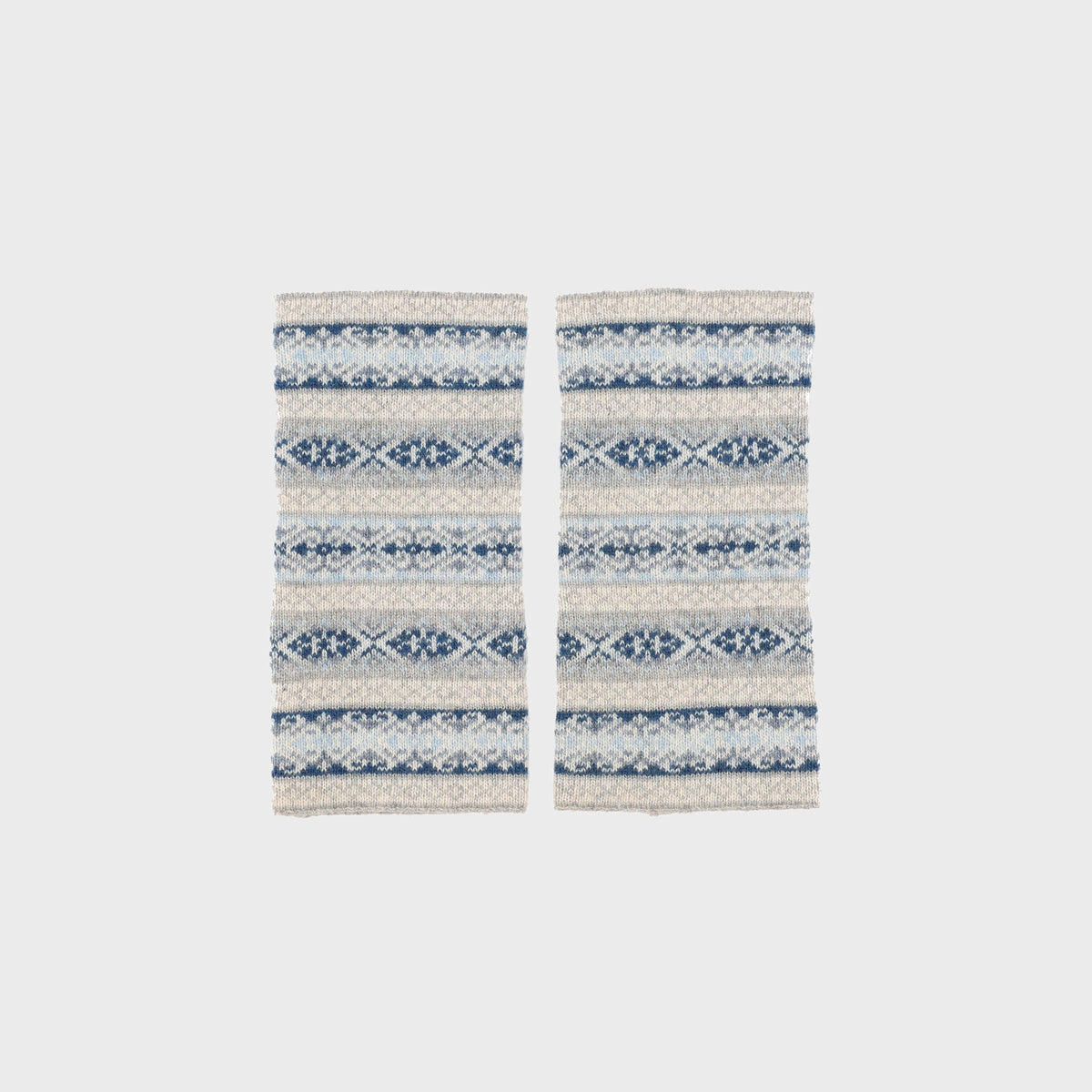 Cashmere Blend Fair Isle Wrist Warmers: Sky