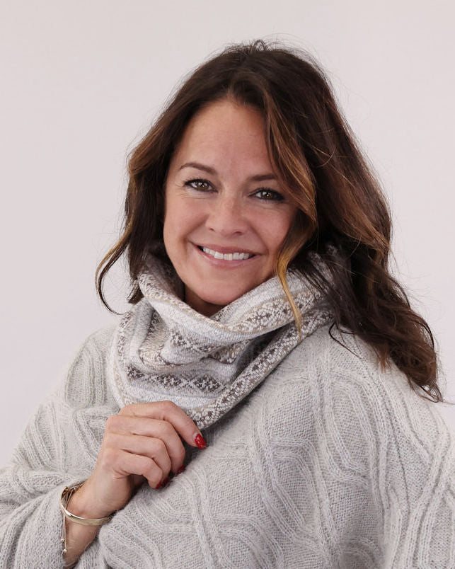 Cashmere Blend Fair Isle Snood Scarf: Mist