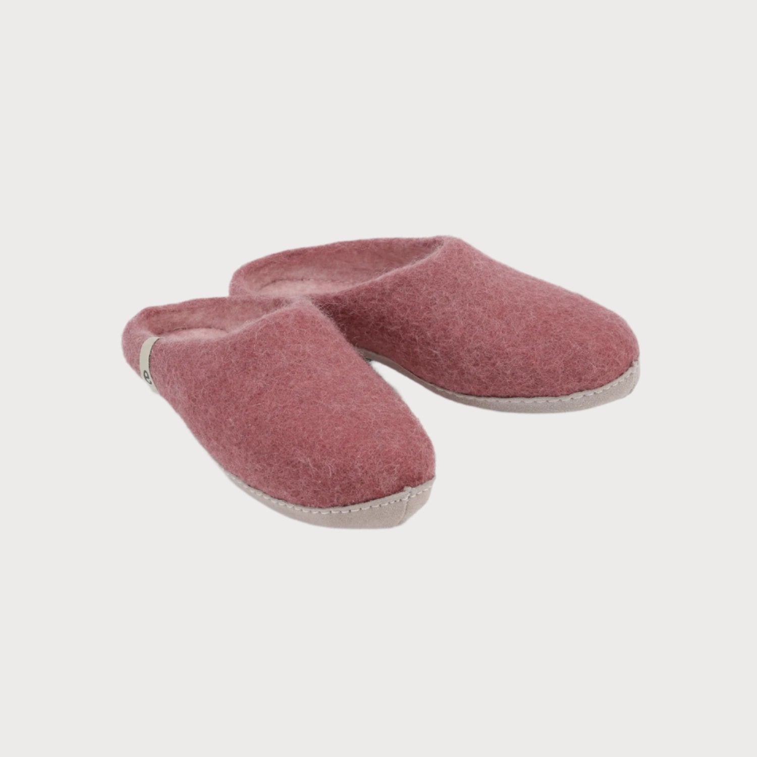 Wool Felt Slippers: Rose, handcrafted in Nepal, featuring soft suede soles and cushioned inner for breathable warmth and comfort, ideal for indoor wear.