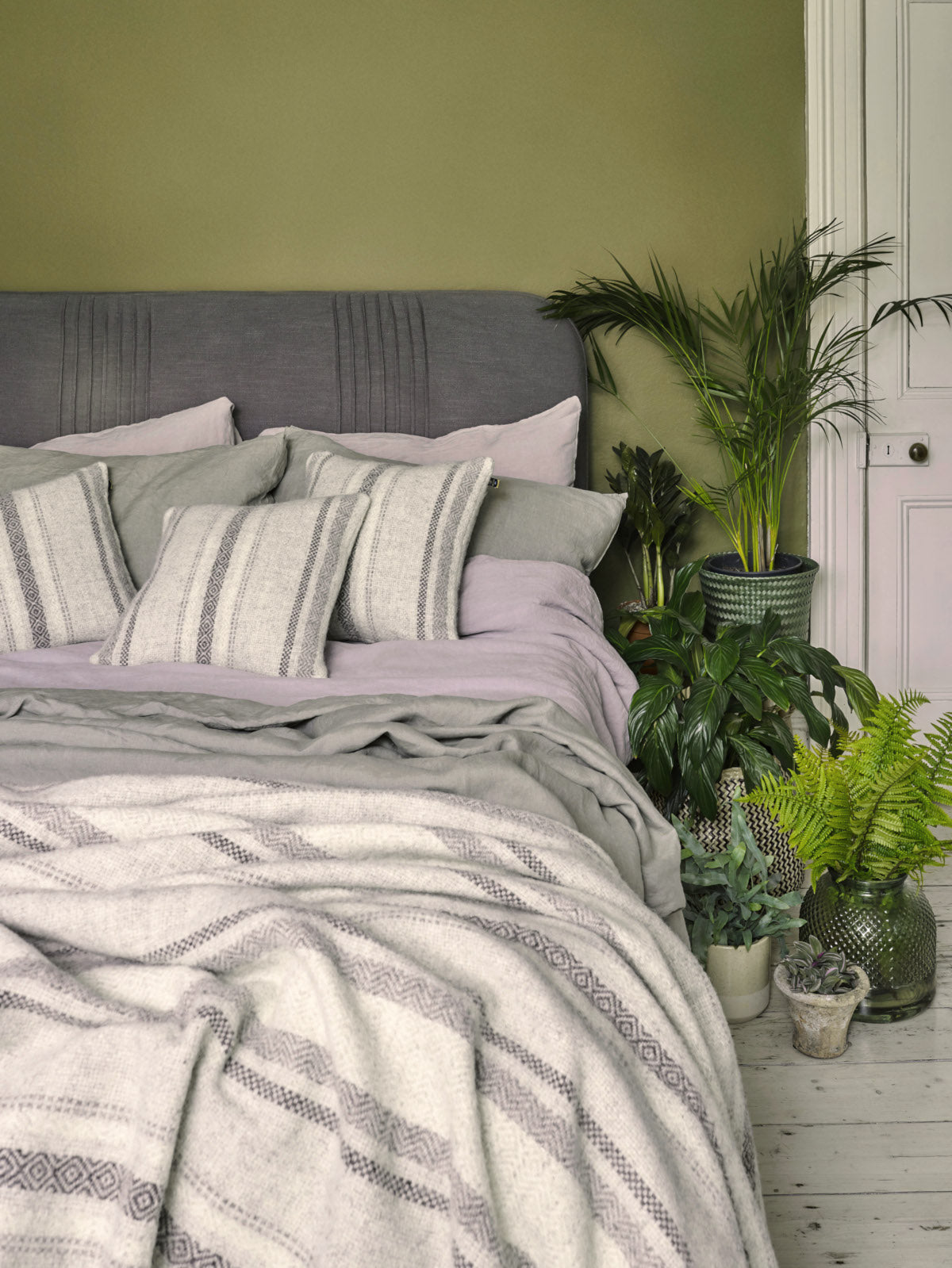 100% British Wool Blanket in Cream, Grey & Brown Stripes The British Blanket Company