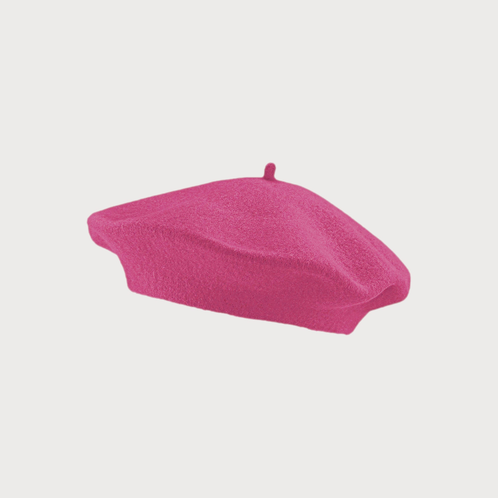 Wool Beret Hat: Pink, hand-finished, thicker than typical berets for shape retention and warmth, crafted from Woolmark-certified wool.