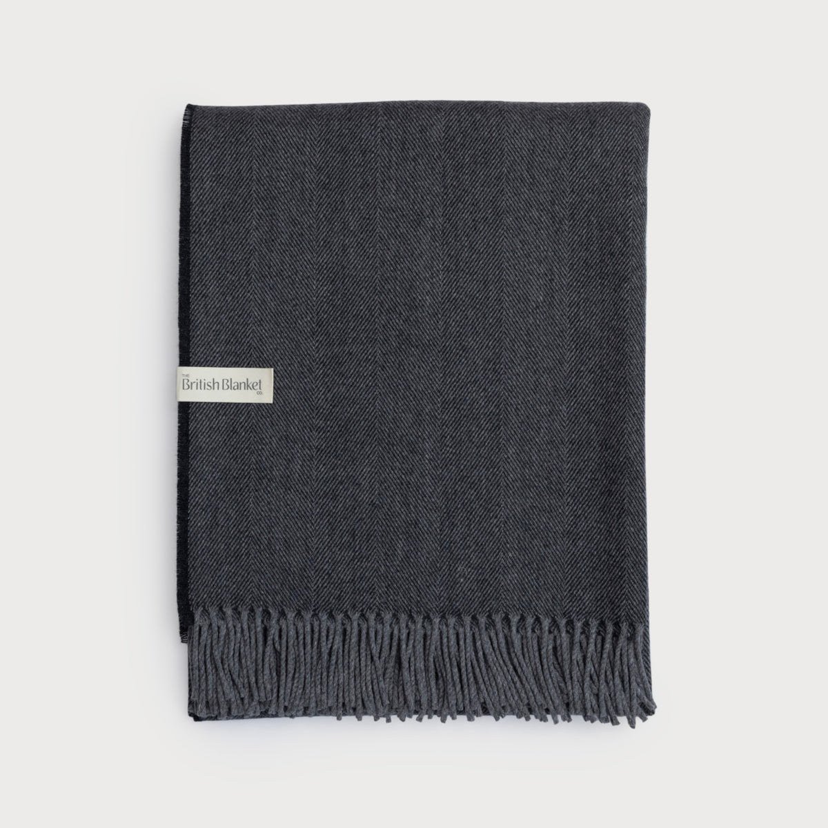 Graphite Grey Merino Herringbone Throw - Main Image