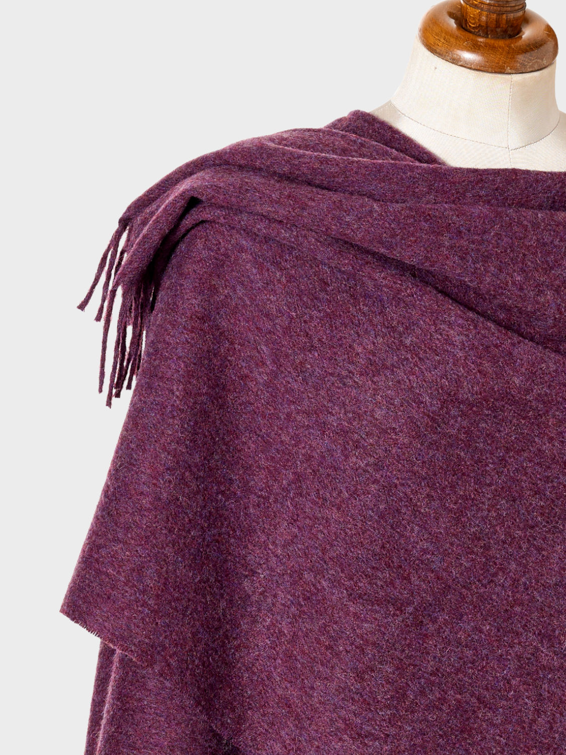 heather purple wearable blanket wrap shawl made from soft merino lambswool by The British Blanket Company