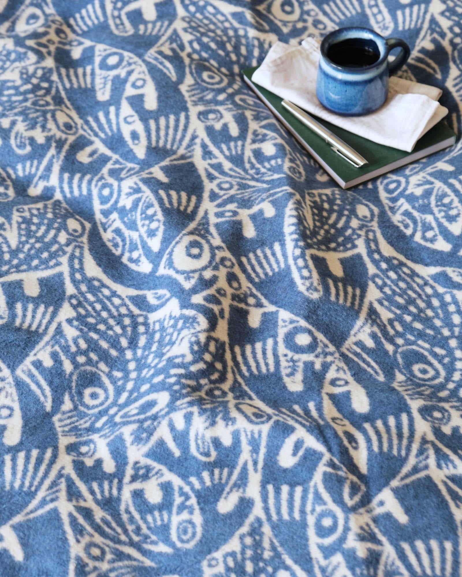 Angie Lewin Blanket: Rockpool in Blue