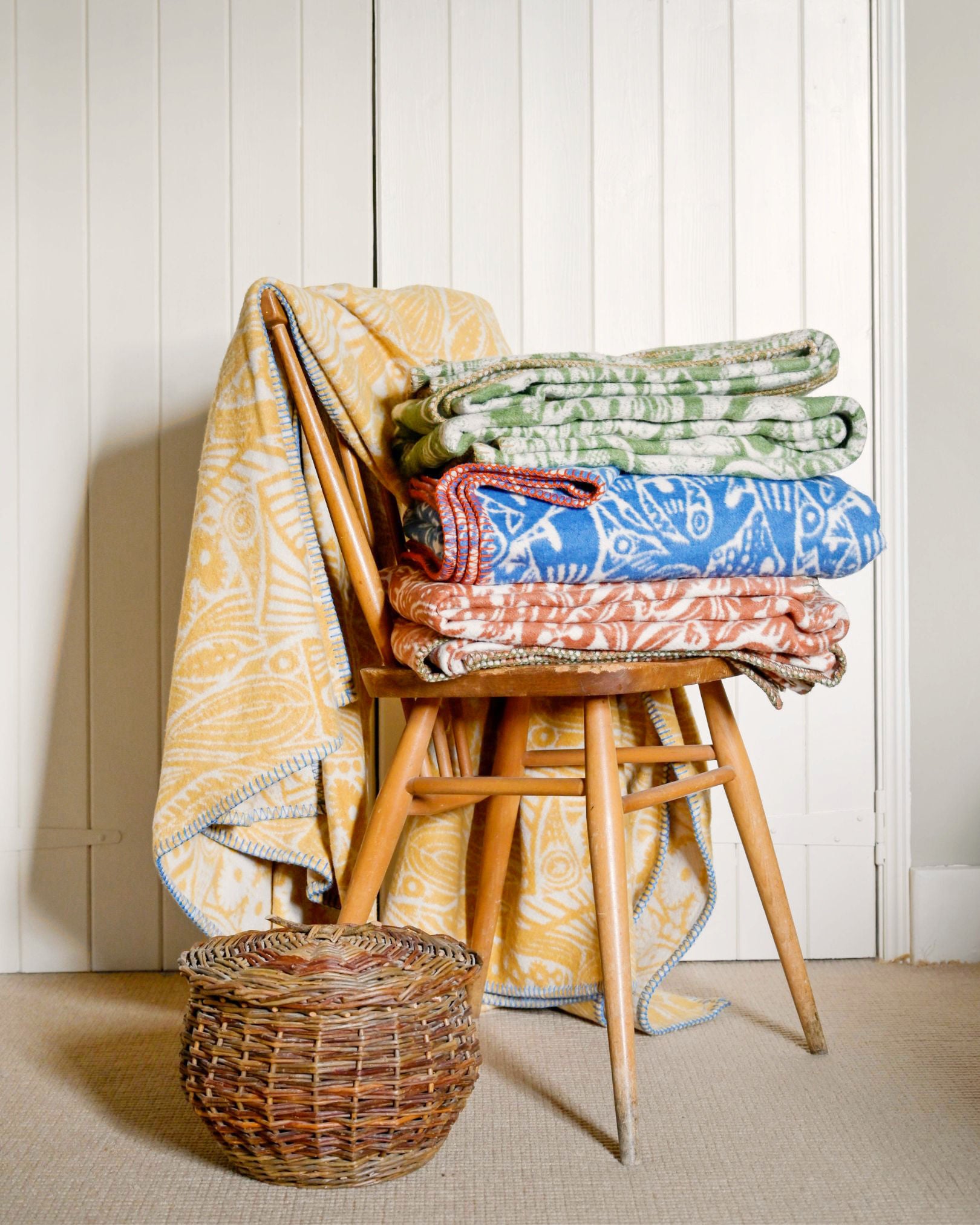 Angie Lewin Blanket: Meadow Grass in Yellow