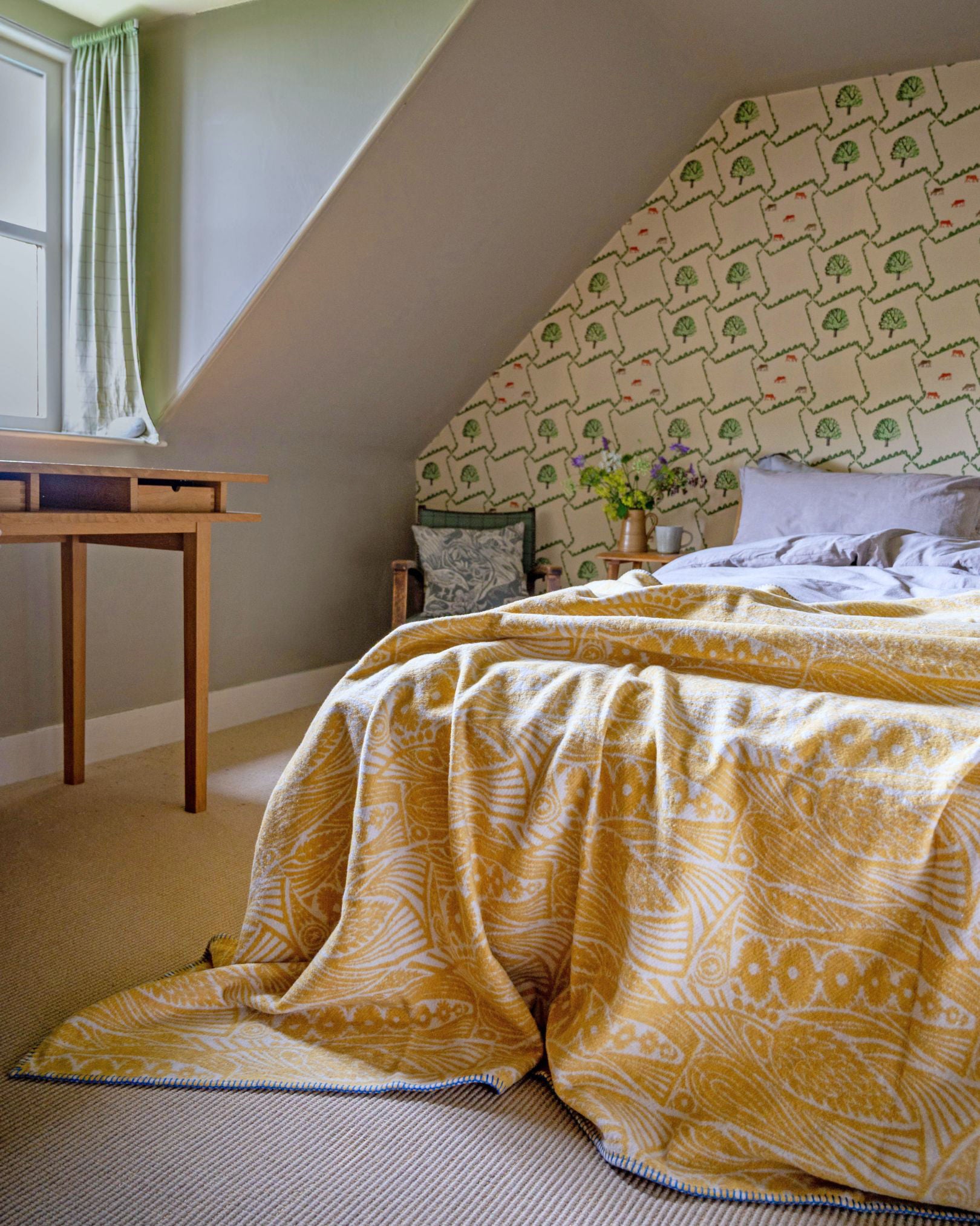Angie Lewin Blanket: Meadow Grass in Yellow