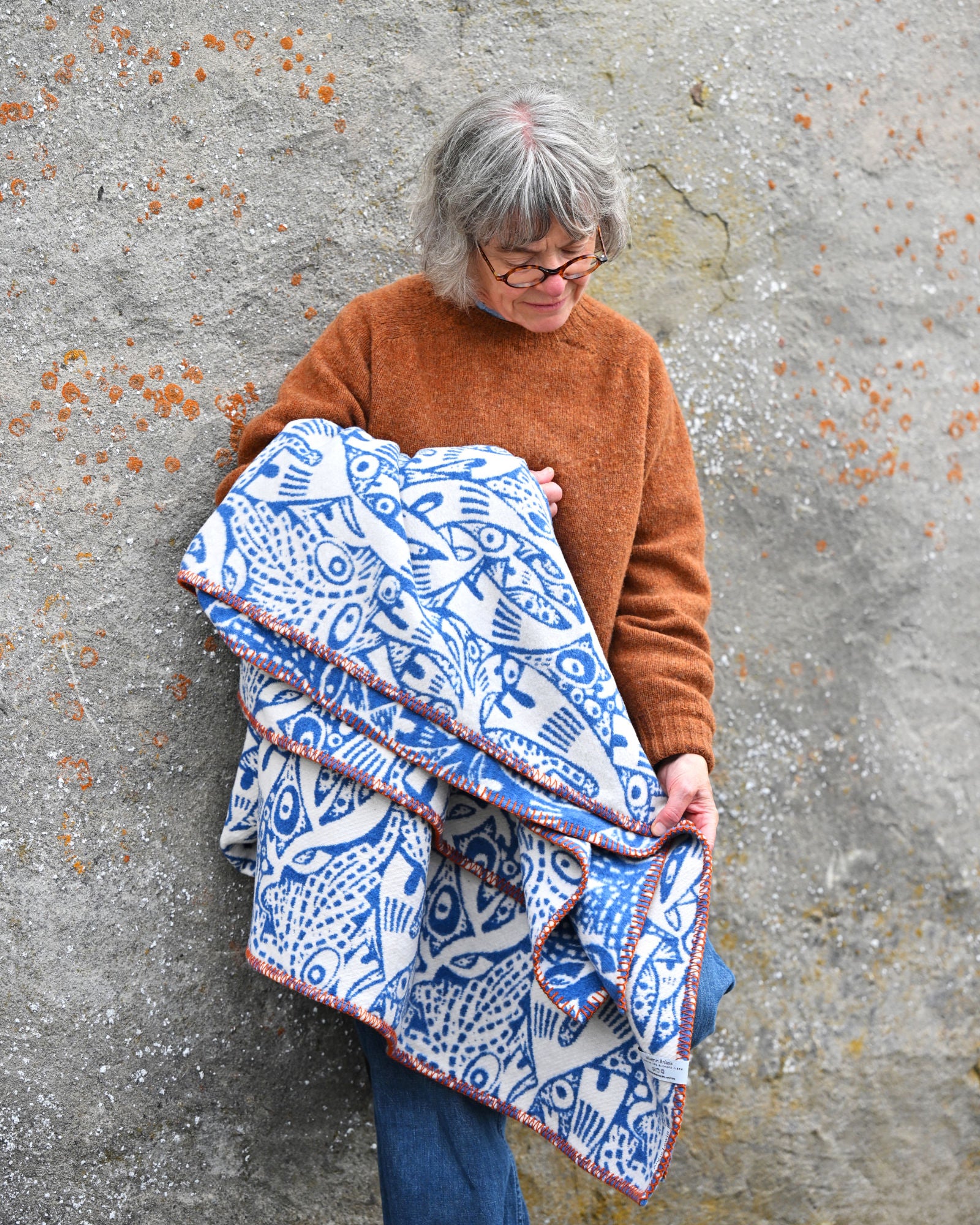 Angie Lewin Blanket: Rockpool in Blue