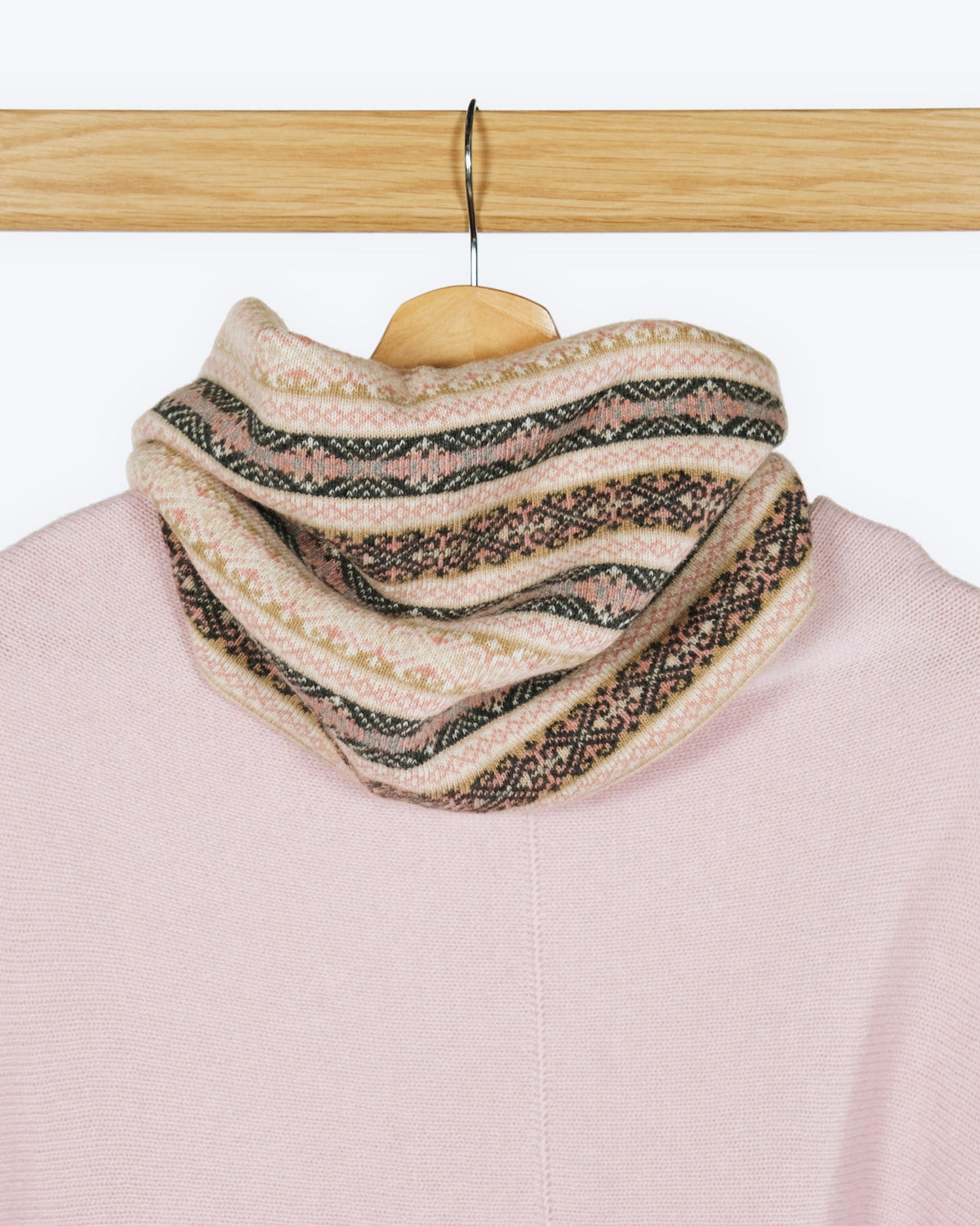 Cashmere Blend Fair Isle Snood Scarf: Anthracite