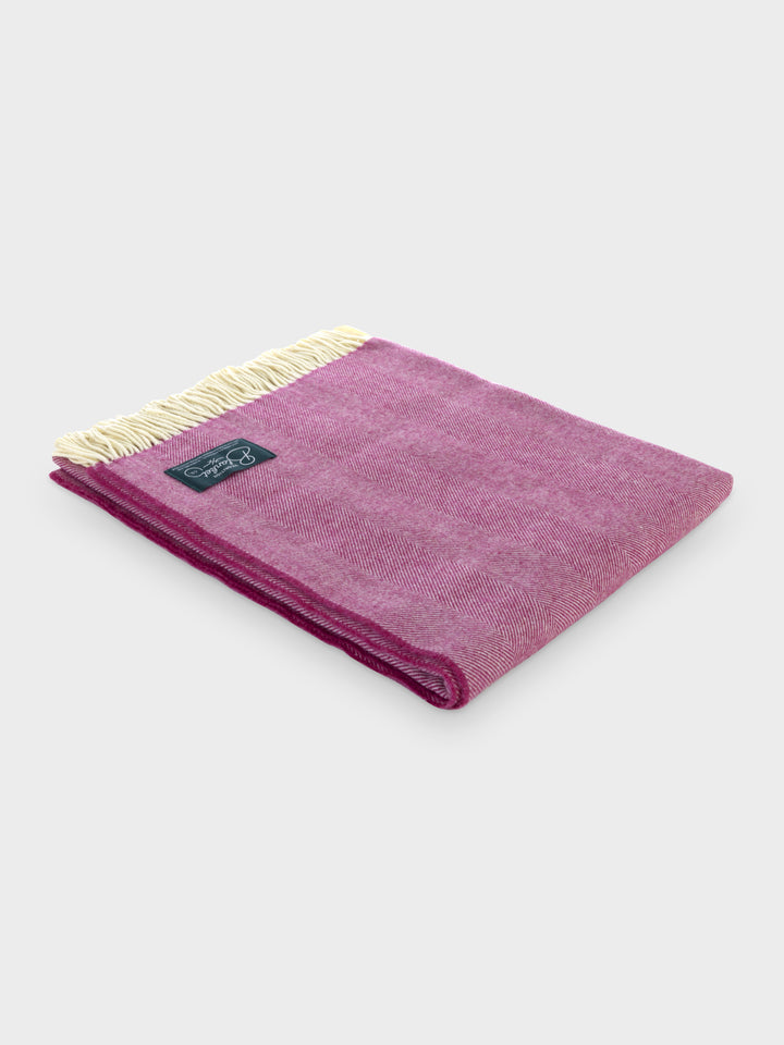 Beetroot Pink Supersoft Merino Herringbone Blanket