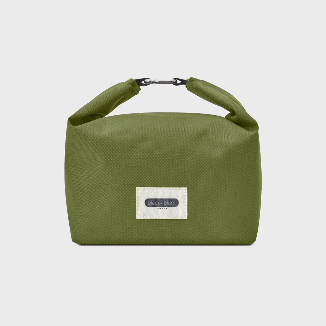 Green moss lunch bag with fold over carry strap by Black & Blum