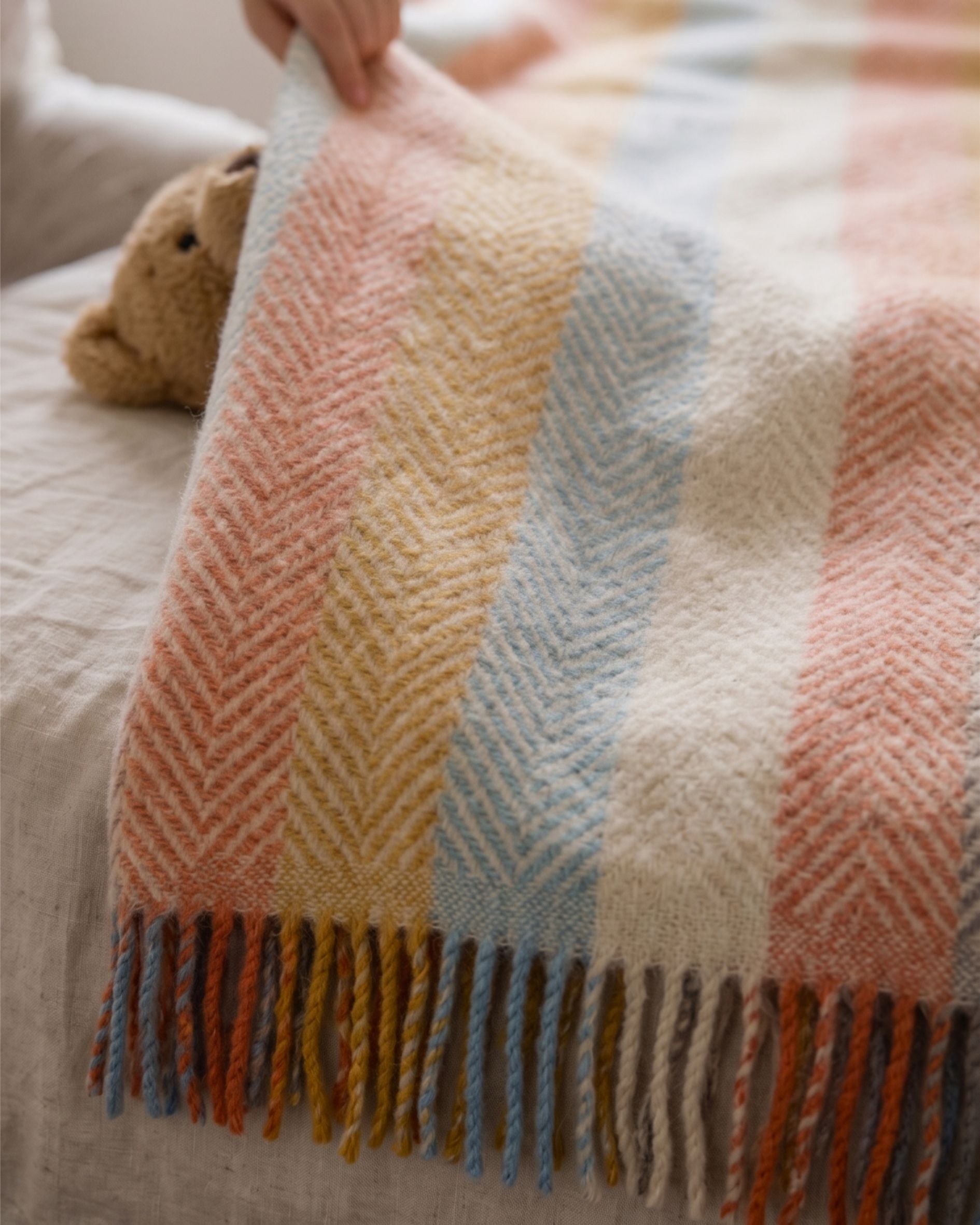 Kids Rainbow Stripe Blanket: Boho