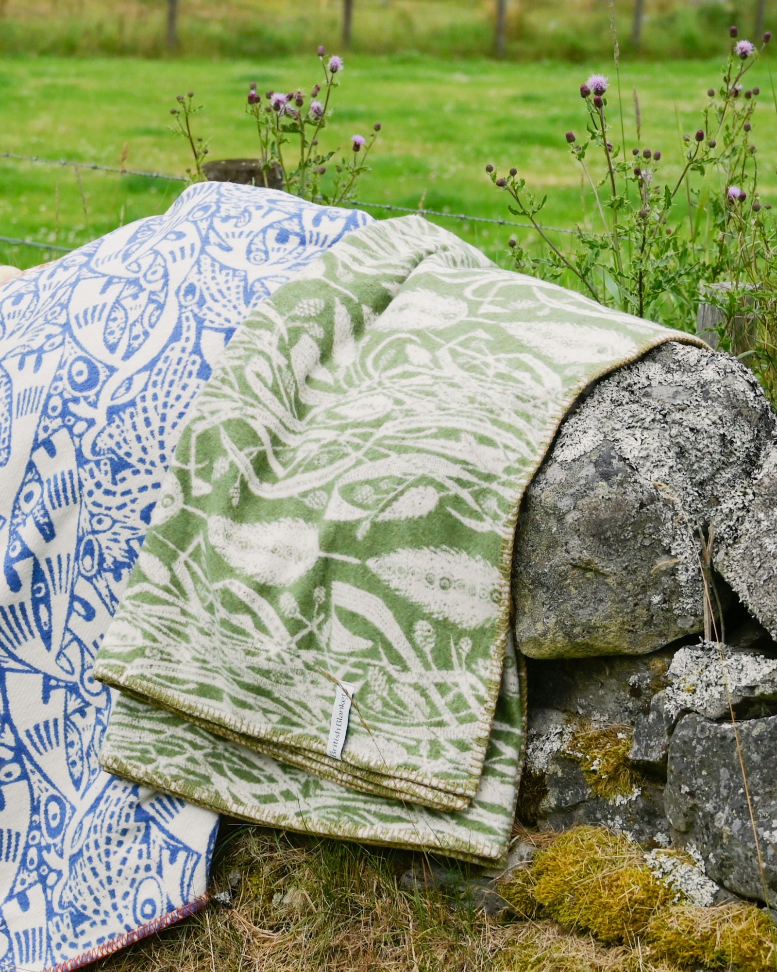 Angie Lewin Blanket: Field's Edge in Green