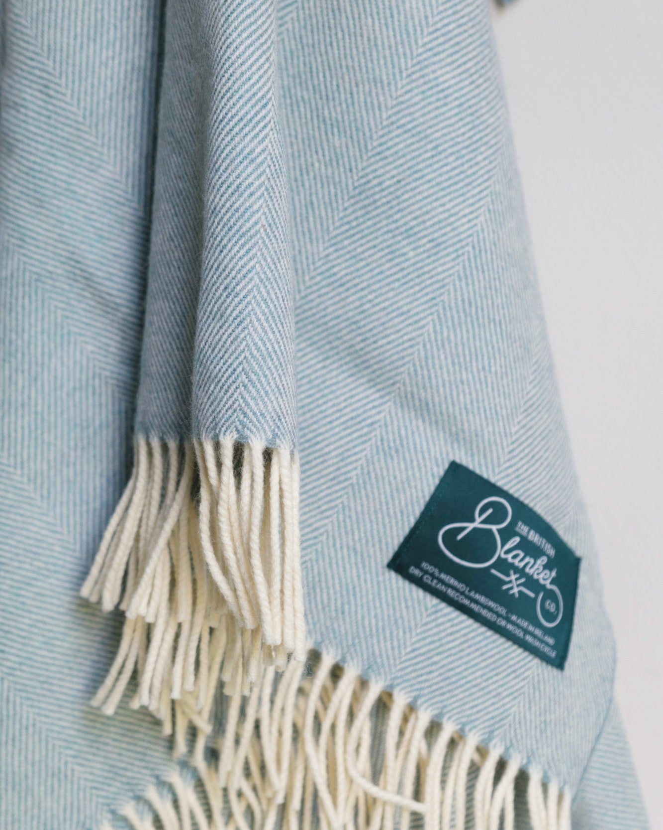 Topaz Blue Merino Wool Throw from The British Blanket Company