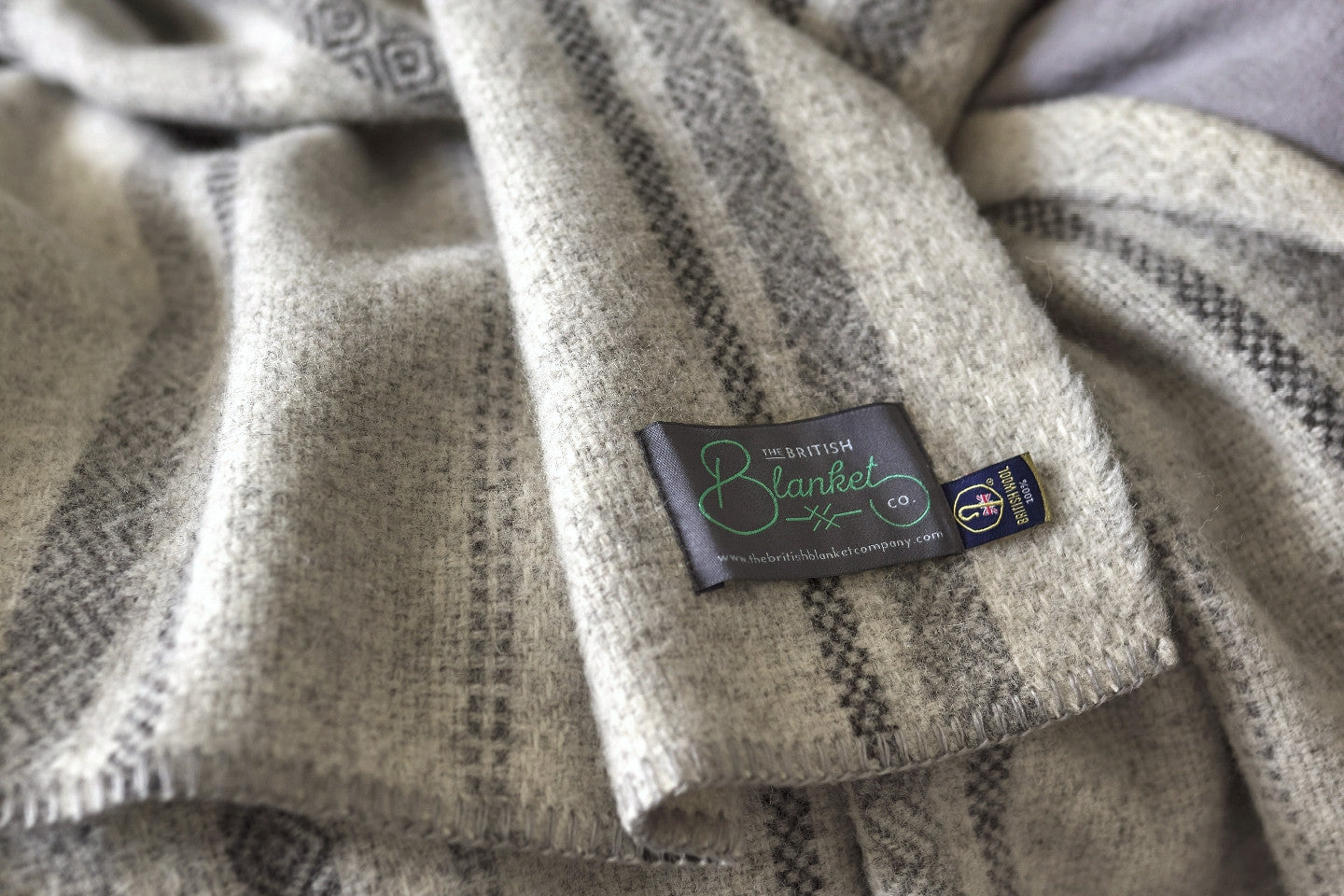 closeup image of natural undyed british wool blankets