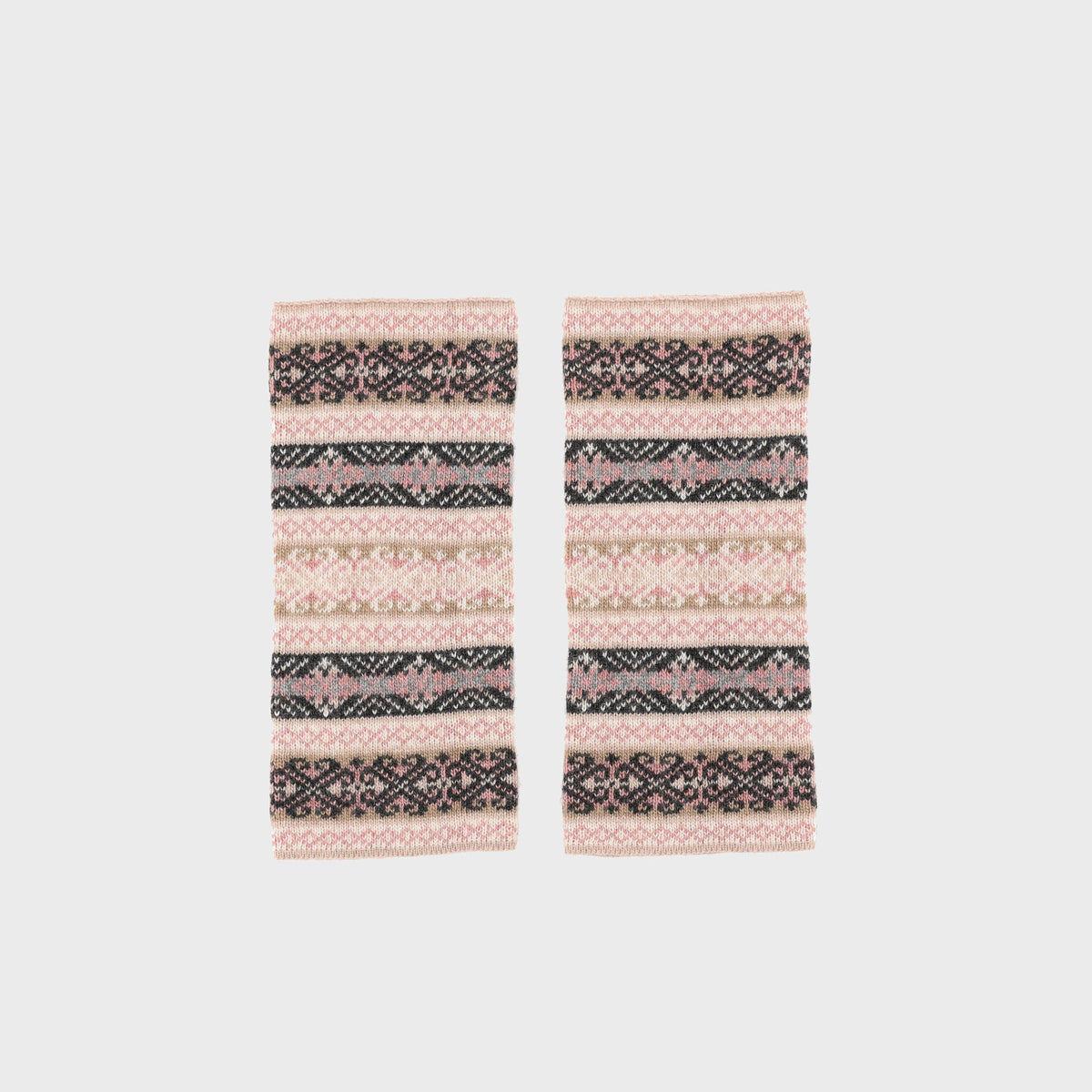 Cashmere Blend Fair Isle Wrist Warmers: Anthracite