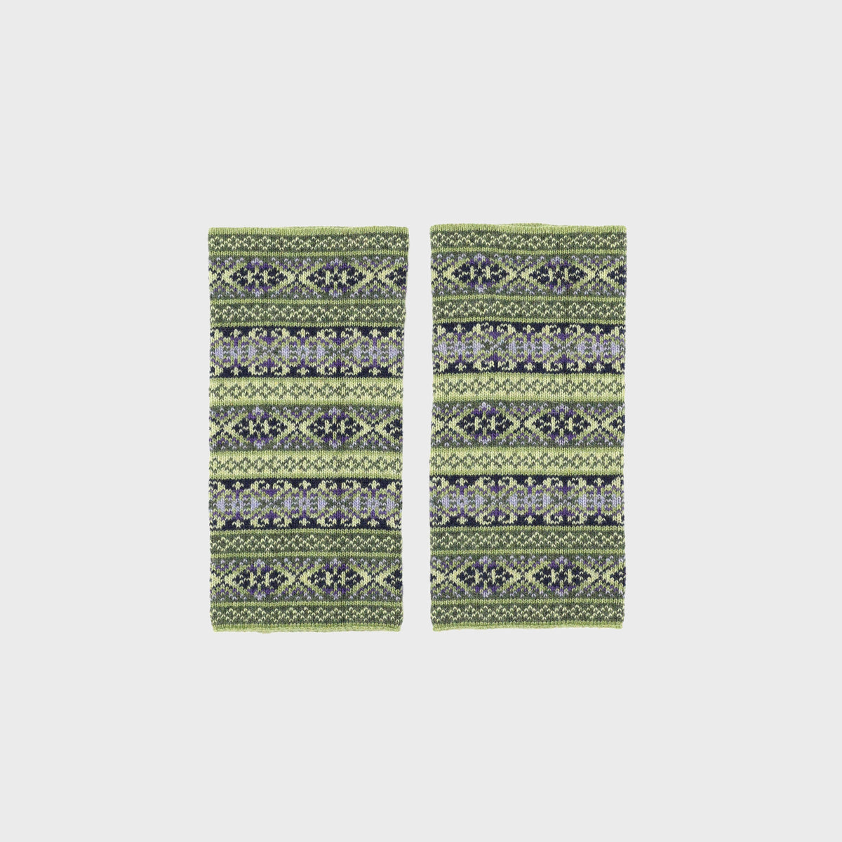 Cashmere Blend Fair Isle Wrist Warmers: Forest