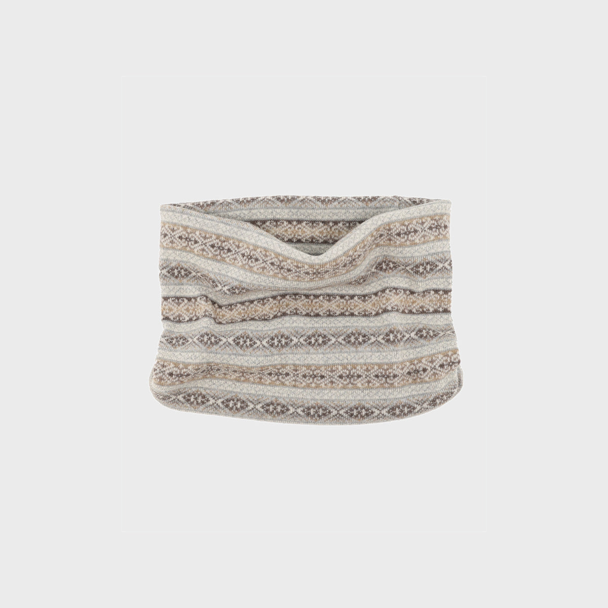 Cashmere Blend Fair Isle Snood Scarf: Mist