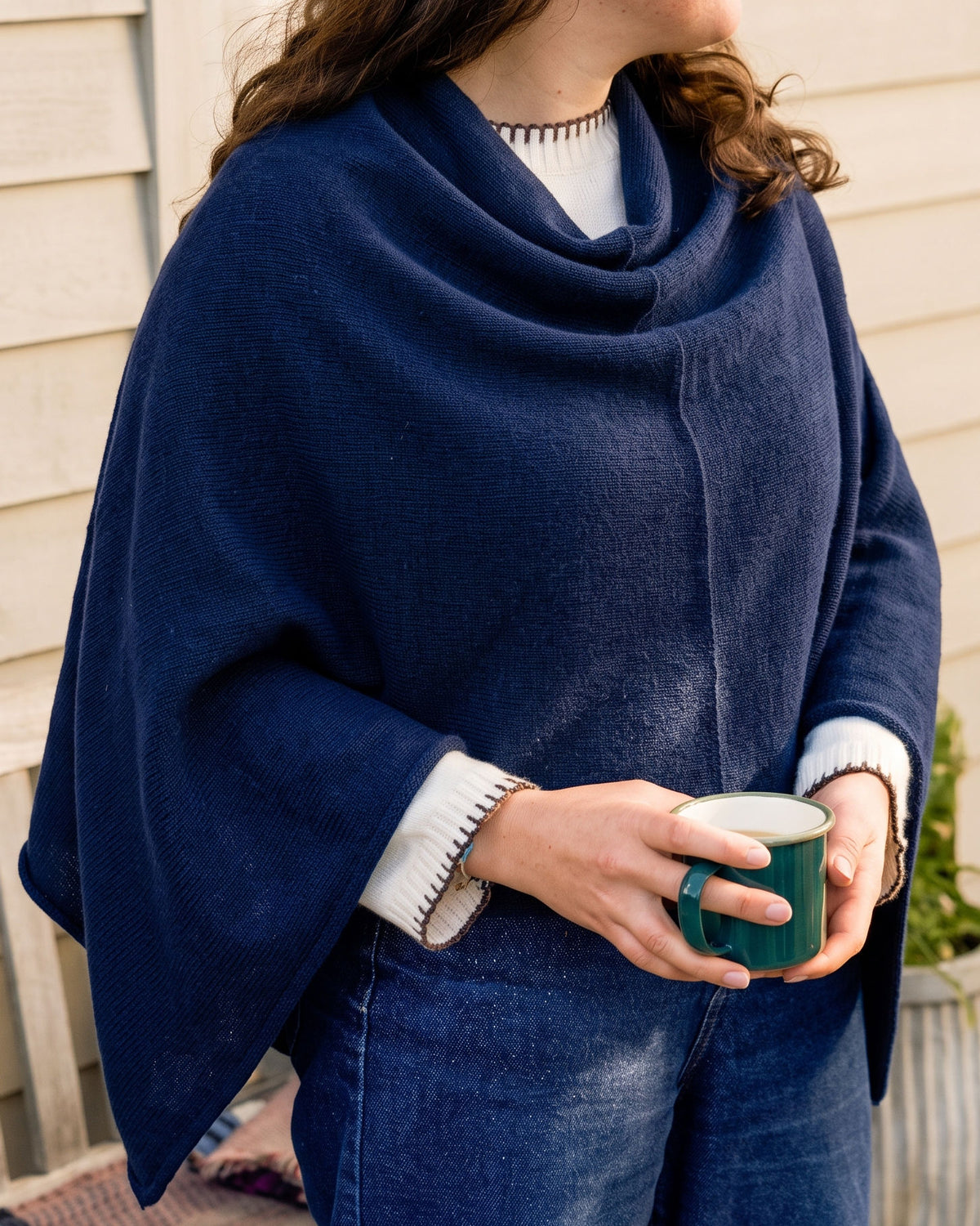 Cashmere Blend Poncho: Midnight