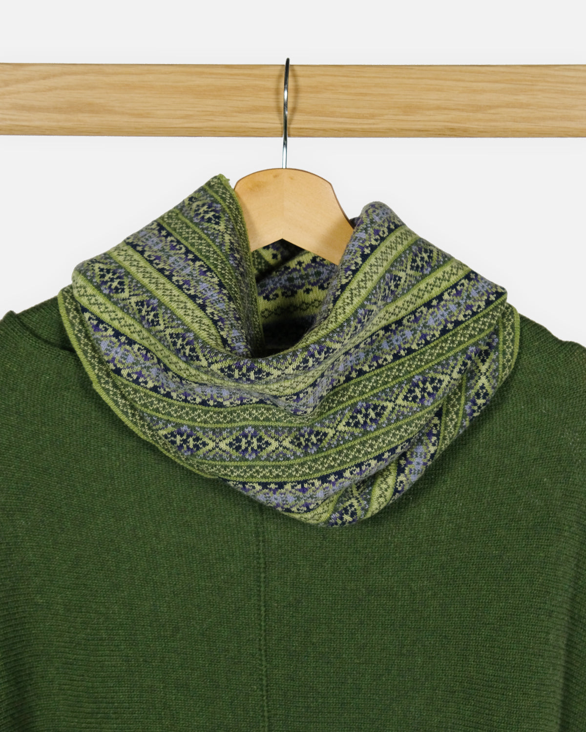 Cashmere Blend Fair Isle Snood Scarf: Forest