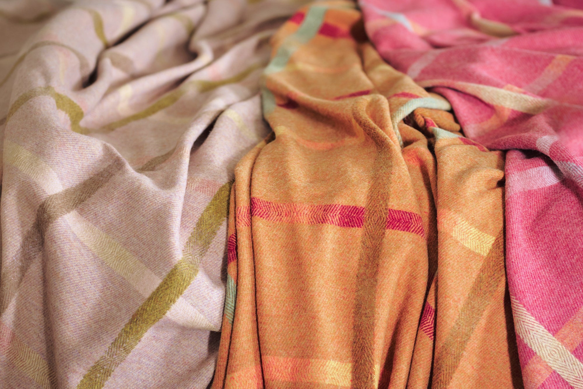 Pink and Orange Merino Wool Blanket Collection Inspired by British Garden Flowers by The British Blanket Company online shop