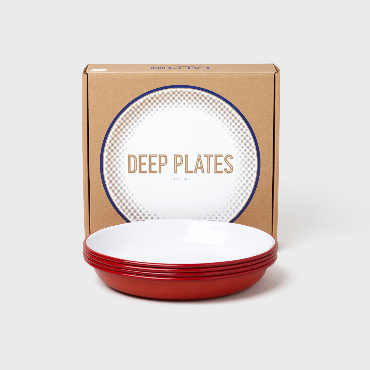 Enamel Deep Plates Set of 4: Pillarbox Red