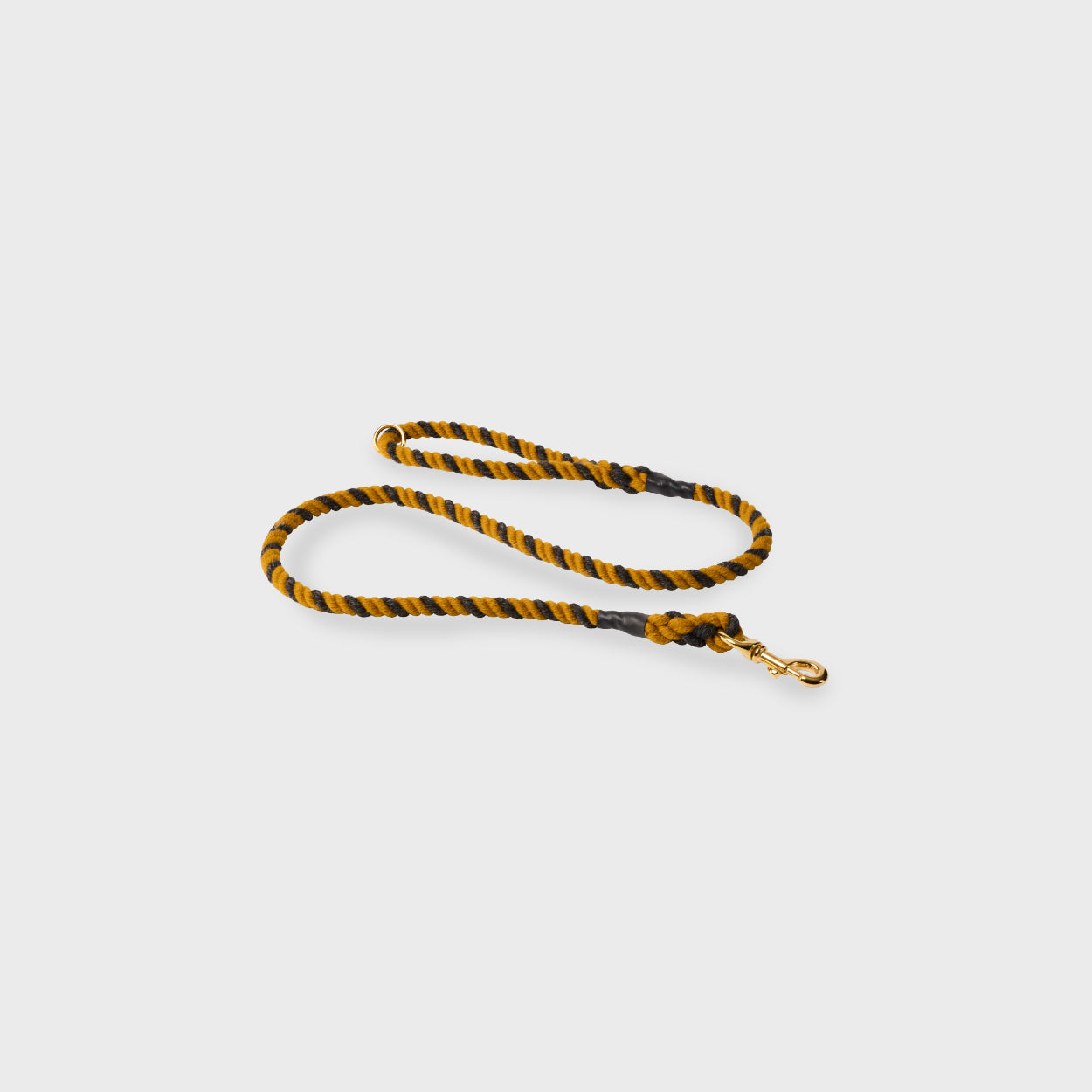 Wool Rope Dog Lead: Mustard Yellow and Charcoal