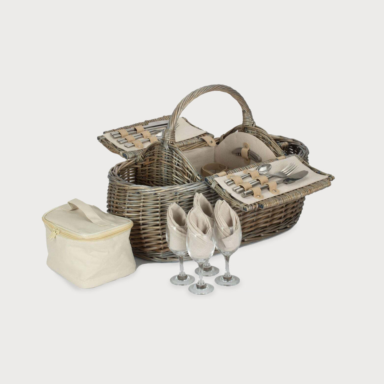 Picnic Boat Hamper for 4: Antique Wash