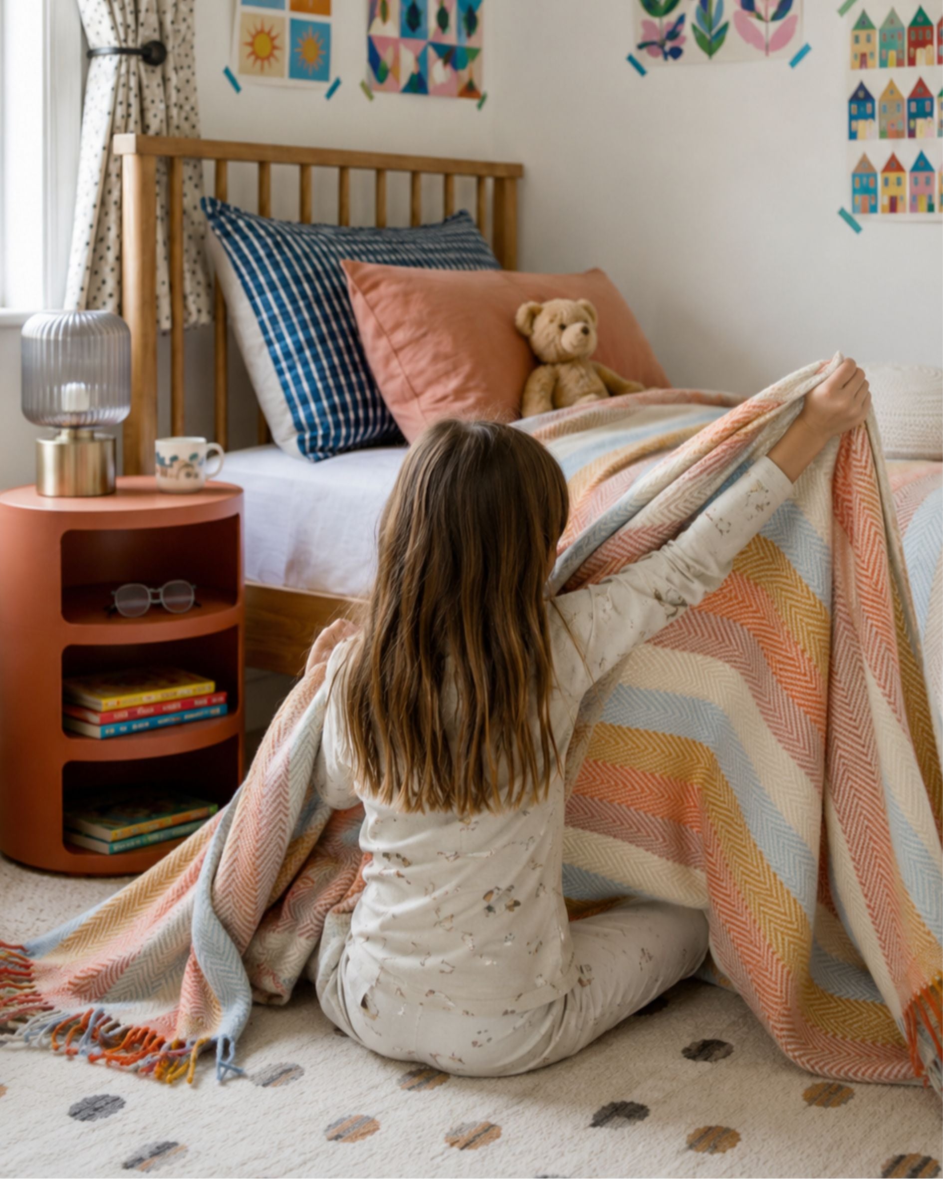 Kids Rainbow Stripe Blanket: Boho