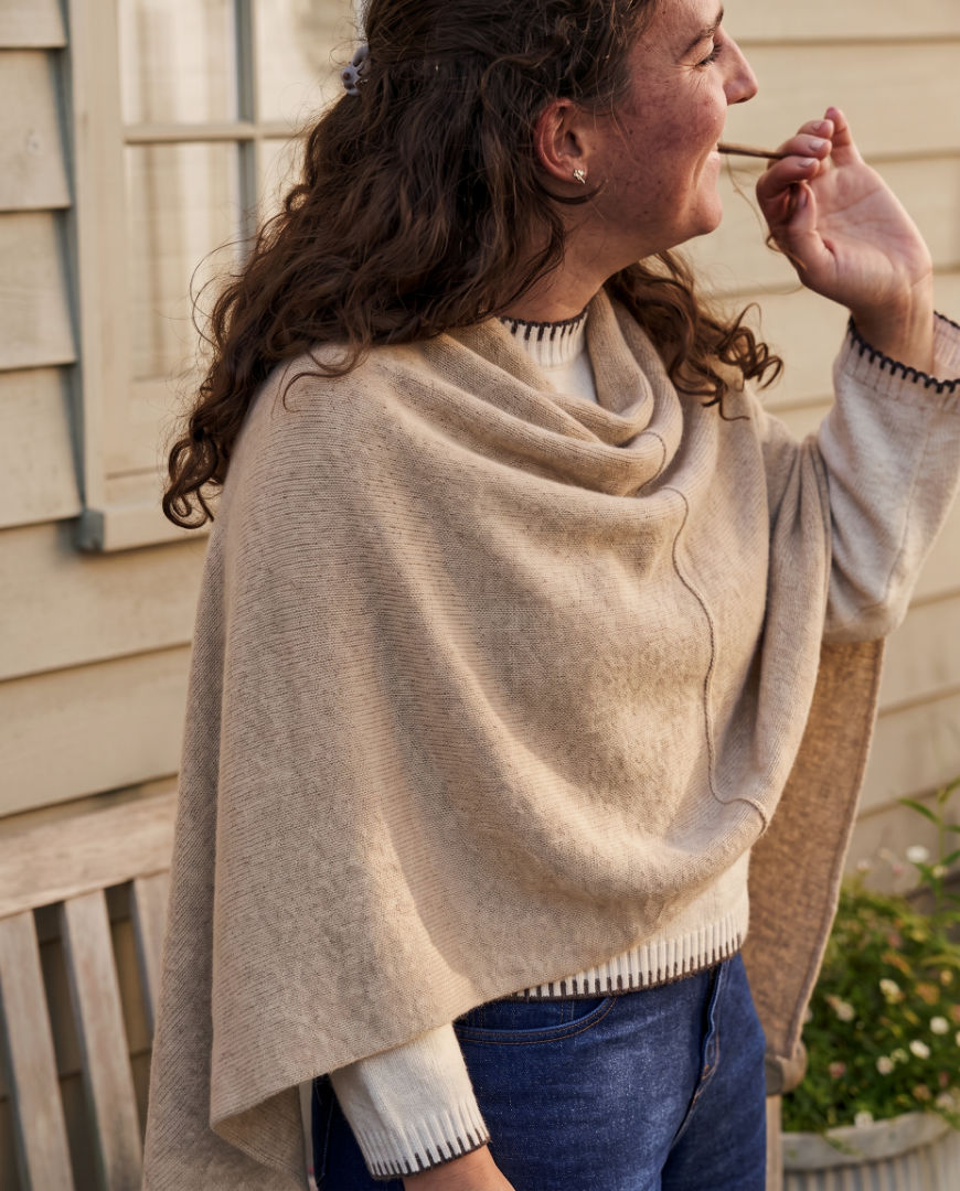 Cashmere Blend Poncho: Truffle