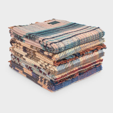 random recycled wool throw blanket rug check assorted colours by The British Blanket Company