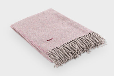 Folded pinkCashmere and Merino Recycled Wool Blanket by Turtle Doves for The British Blanket Company