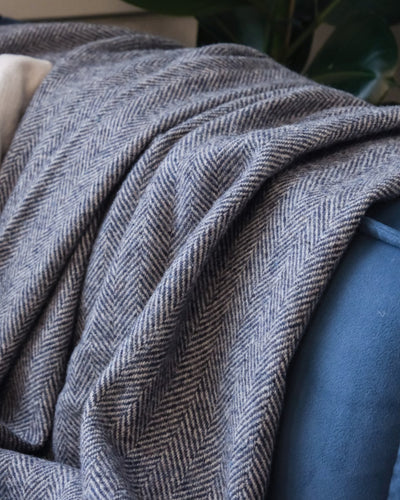 Charcoal Cashmere and Merino Recycled Wool Blanket