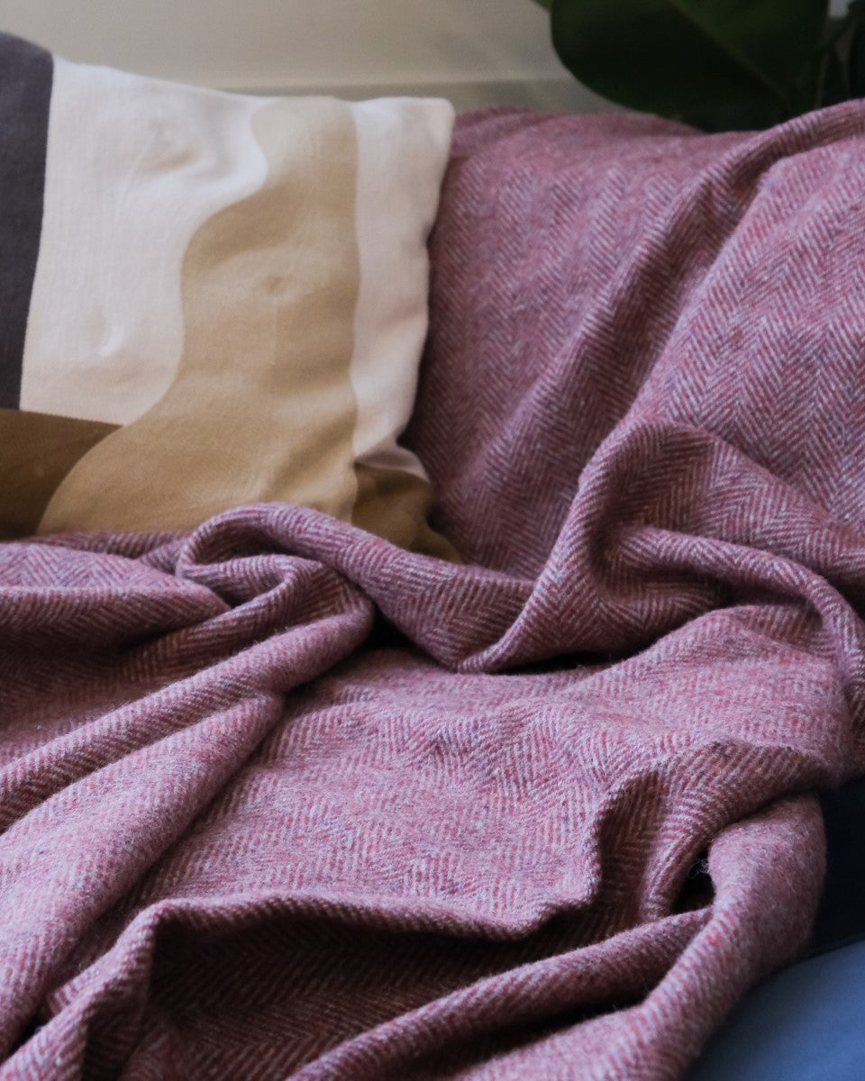 Brick Red Cashmere and Merino Recycled Wool Blanket
