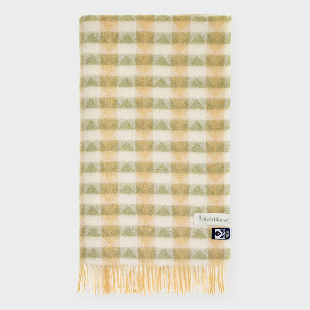 100% British Lambswool Chevron Blanket: Sage
