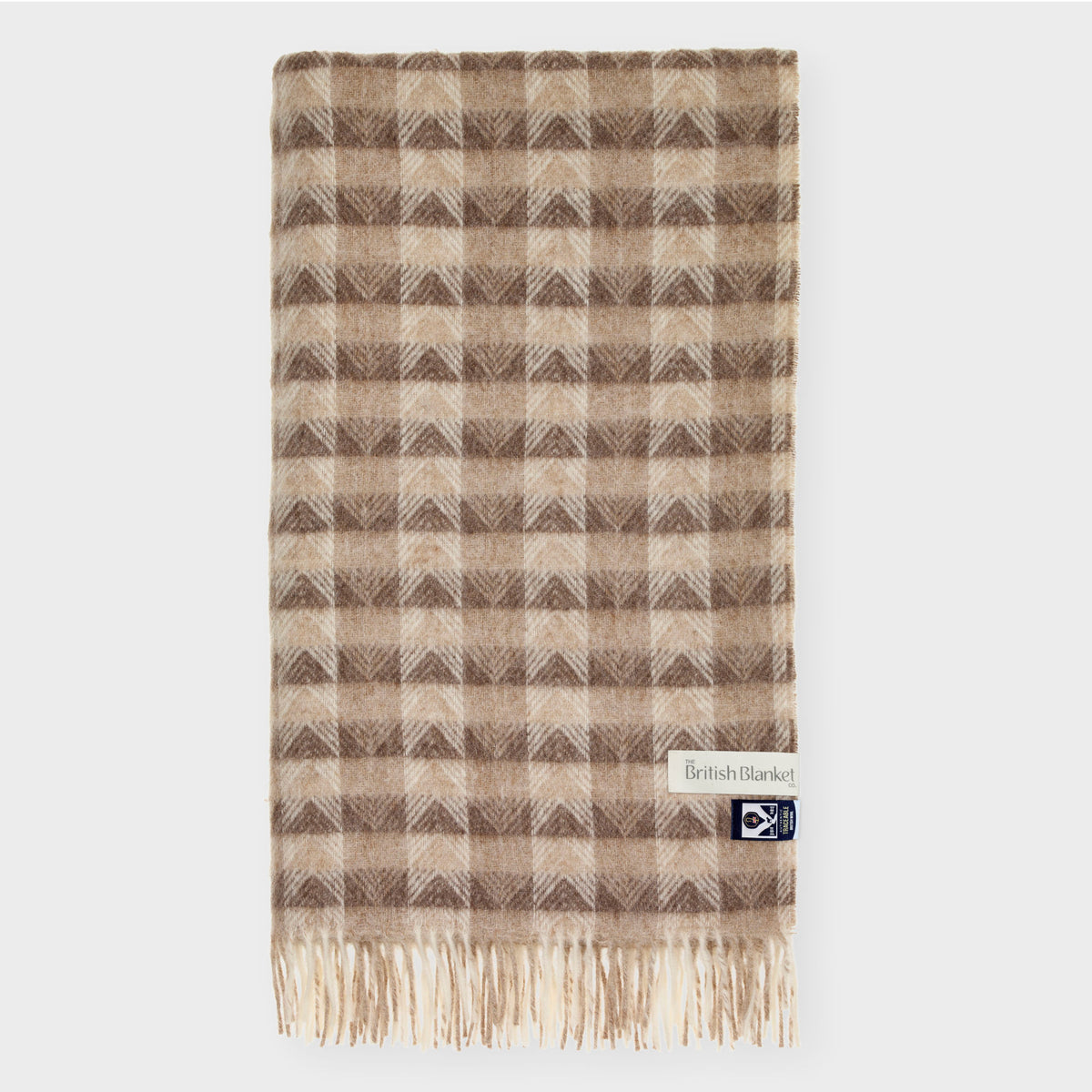 100% British Lambswool Chevron Blanket: Natural