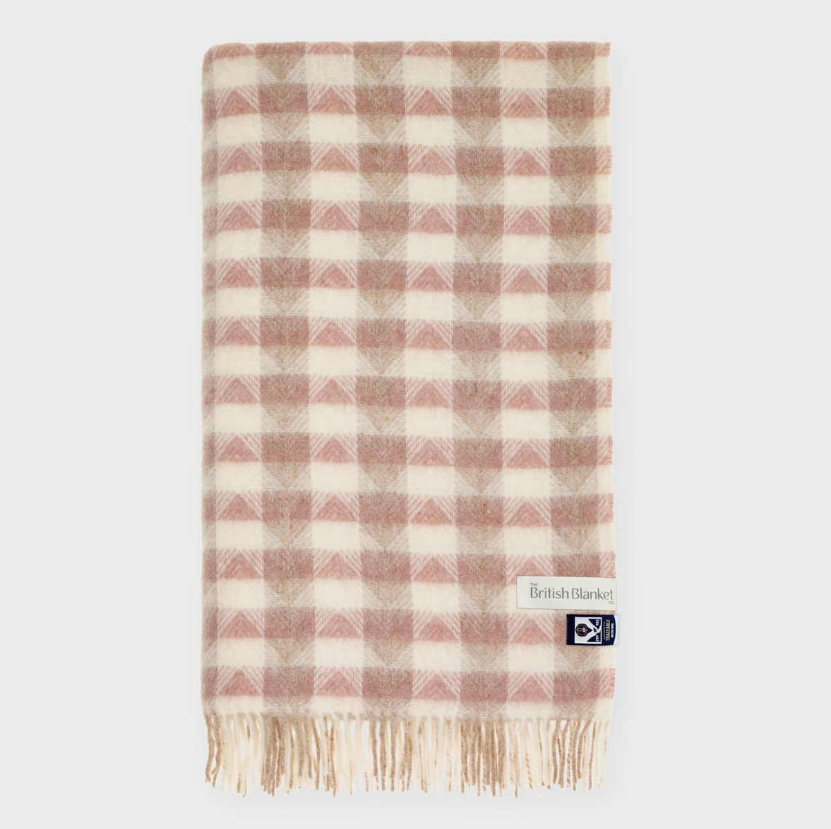100% British Lambswool Chevron Blanket: Pink