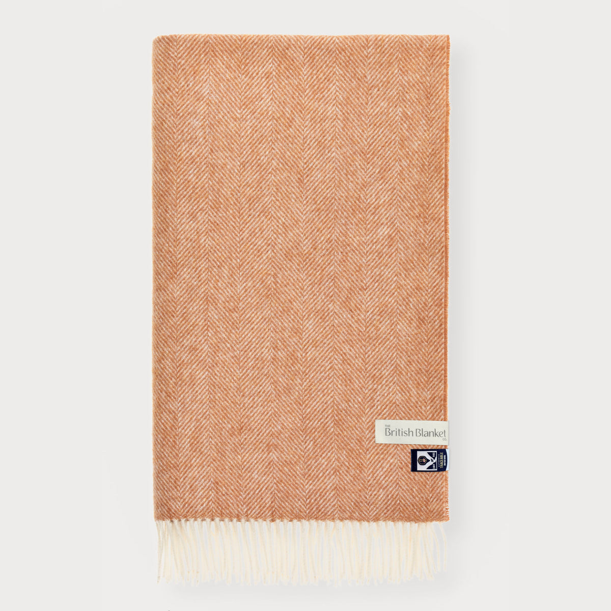 100% British Lambswool Herringbone Blanket: Terracotta
