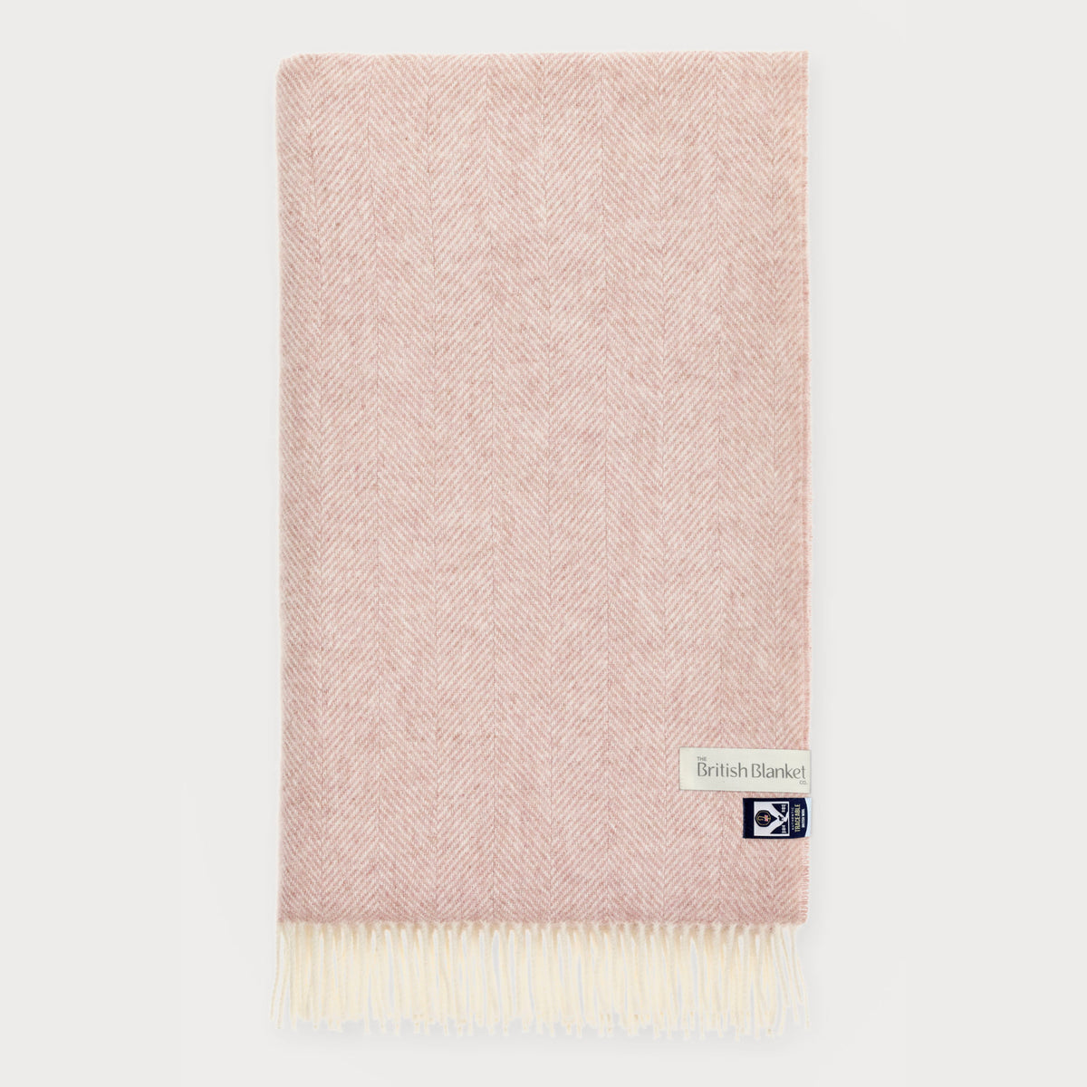 100% British Lambswool Herringbone Blanket: Pink
