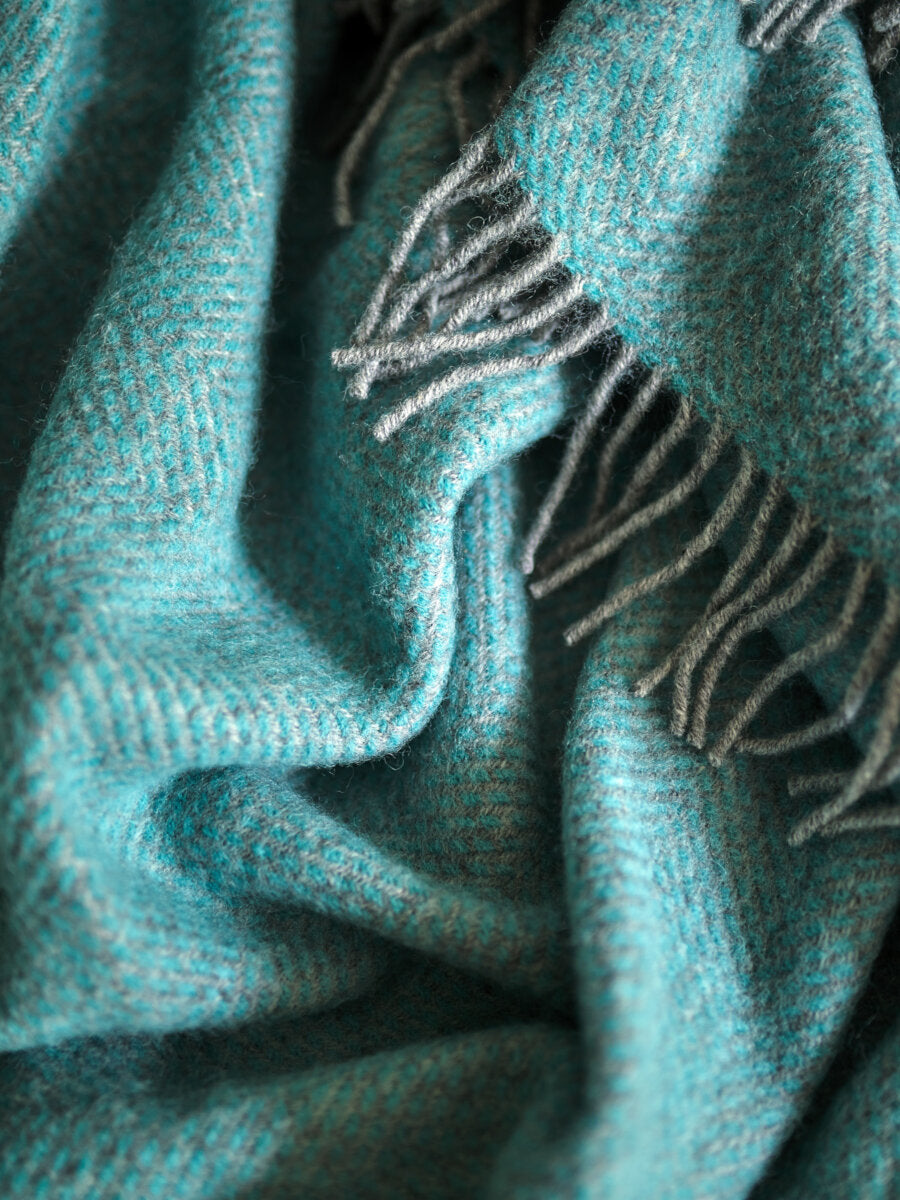 XL Mint Blue and Grey Beehive Throw