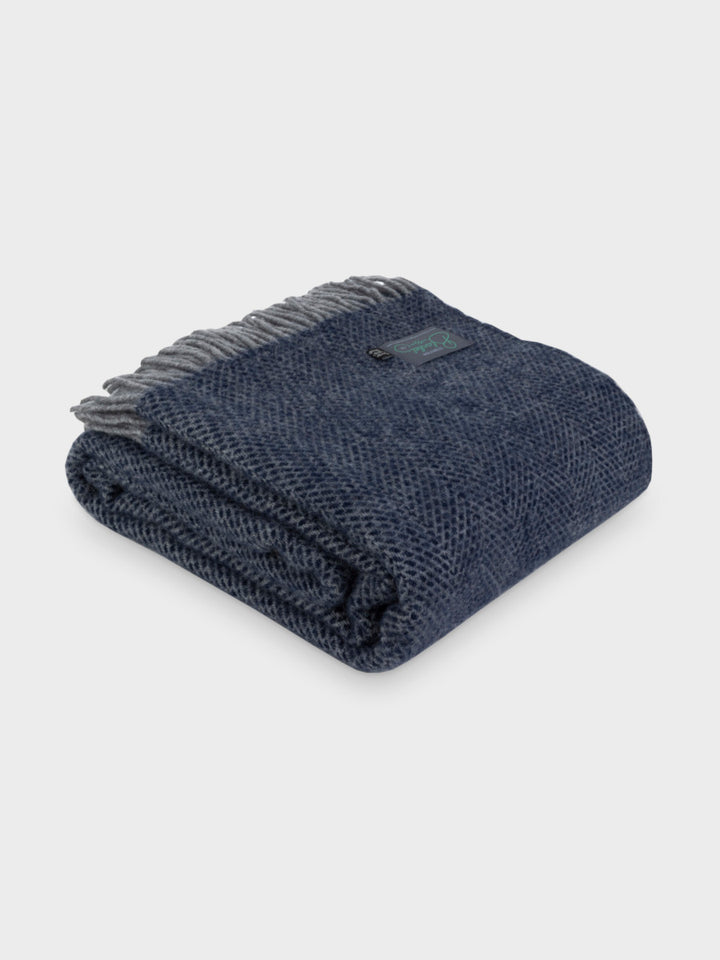 XL Navy Blue and Grey Beehive Throw