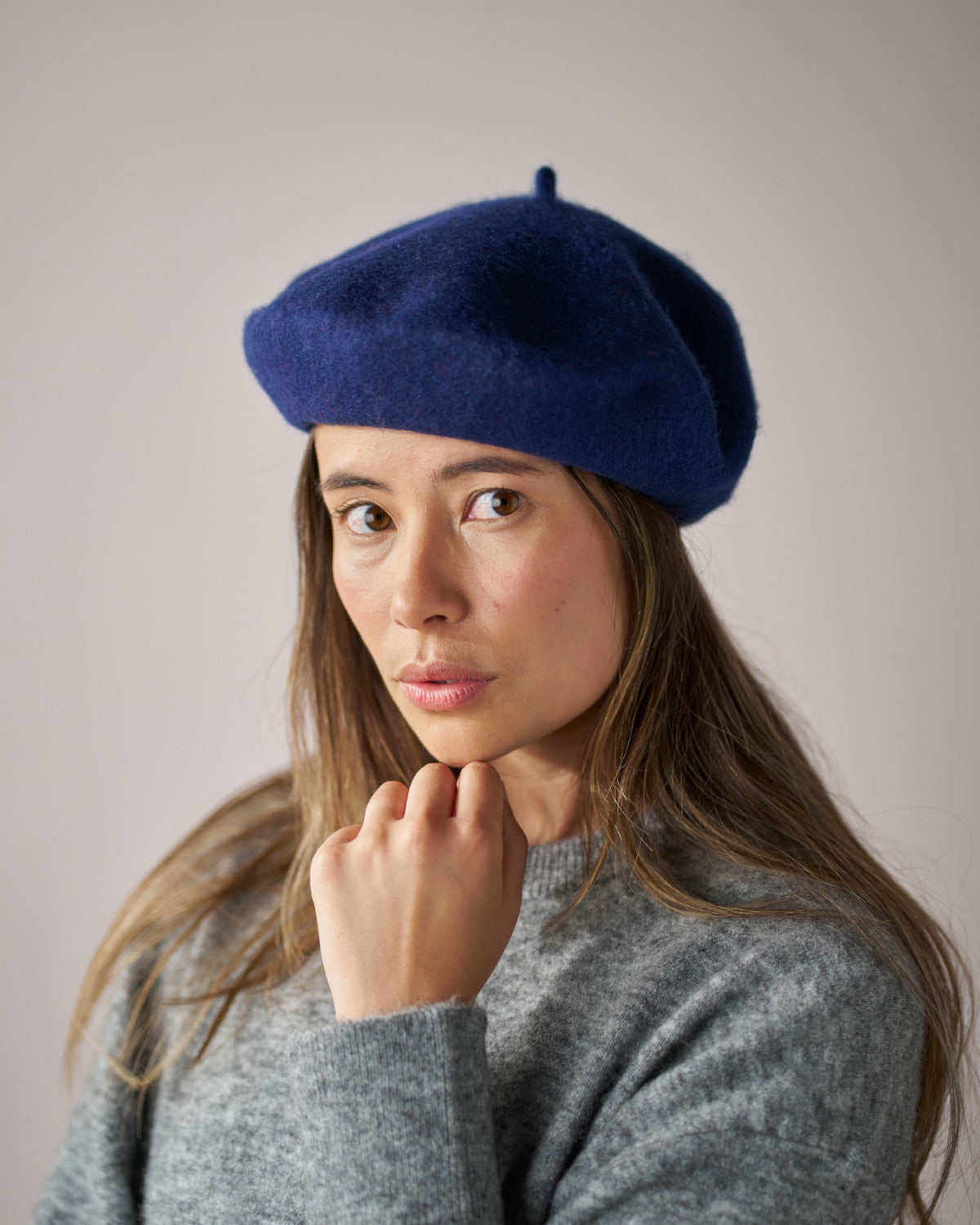 Wool Beret Hat in Navy Blue The British Blanket Company