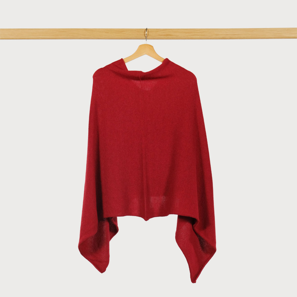 Cashmere Blend Poncho: Ruby