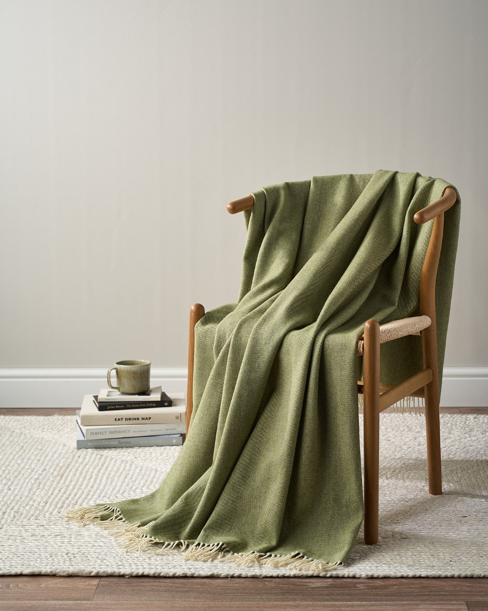 Olive Green Merino Herringbone Throw – The British Blanket Company