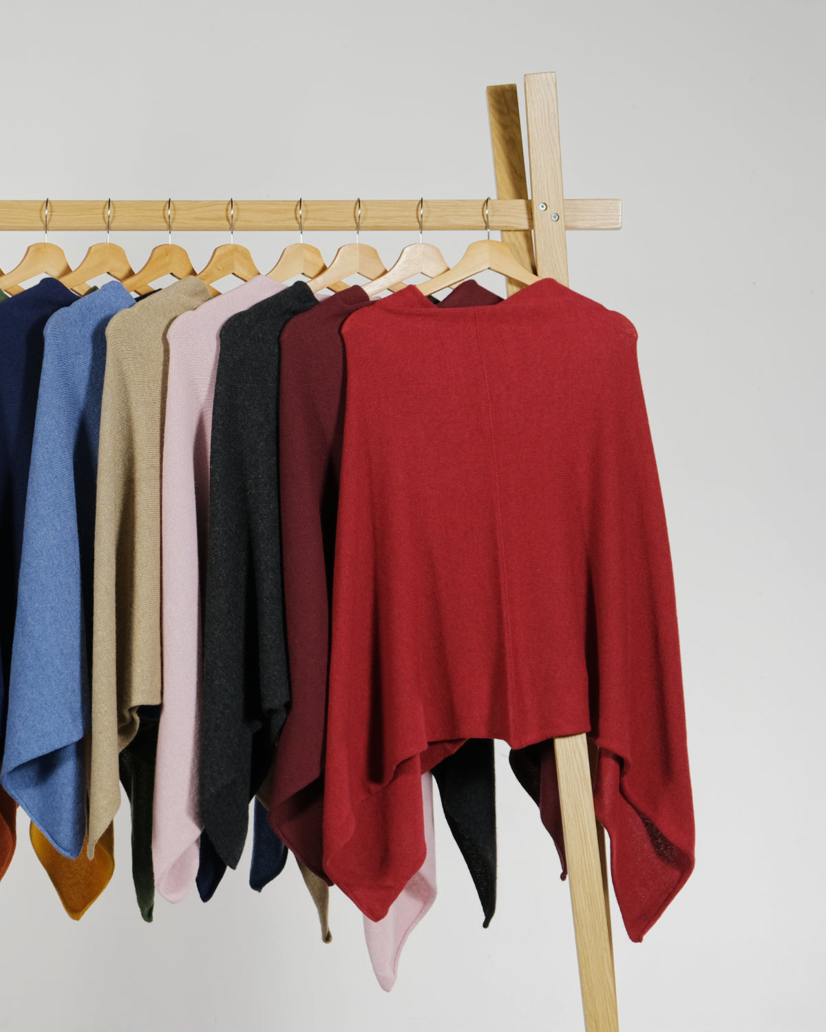 Cashmere Blend Poncho: Ruby